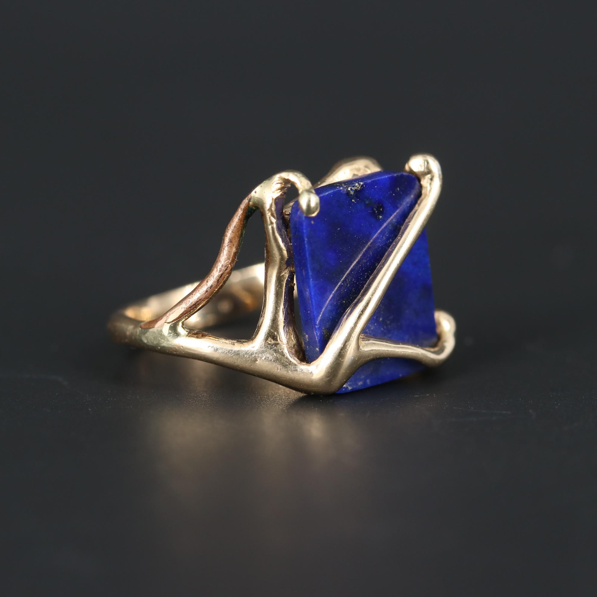 14K Yellow Gold Lapis Lazuli Ring
