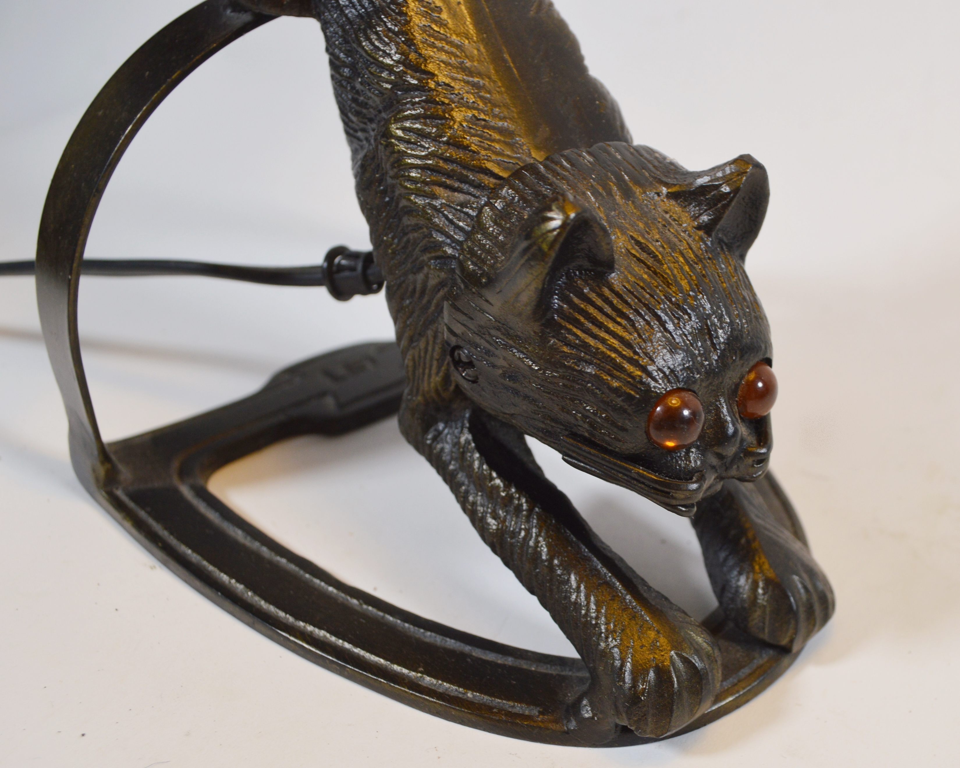 Millefiori Glass and Bronze Cat Table Lamp