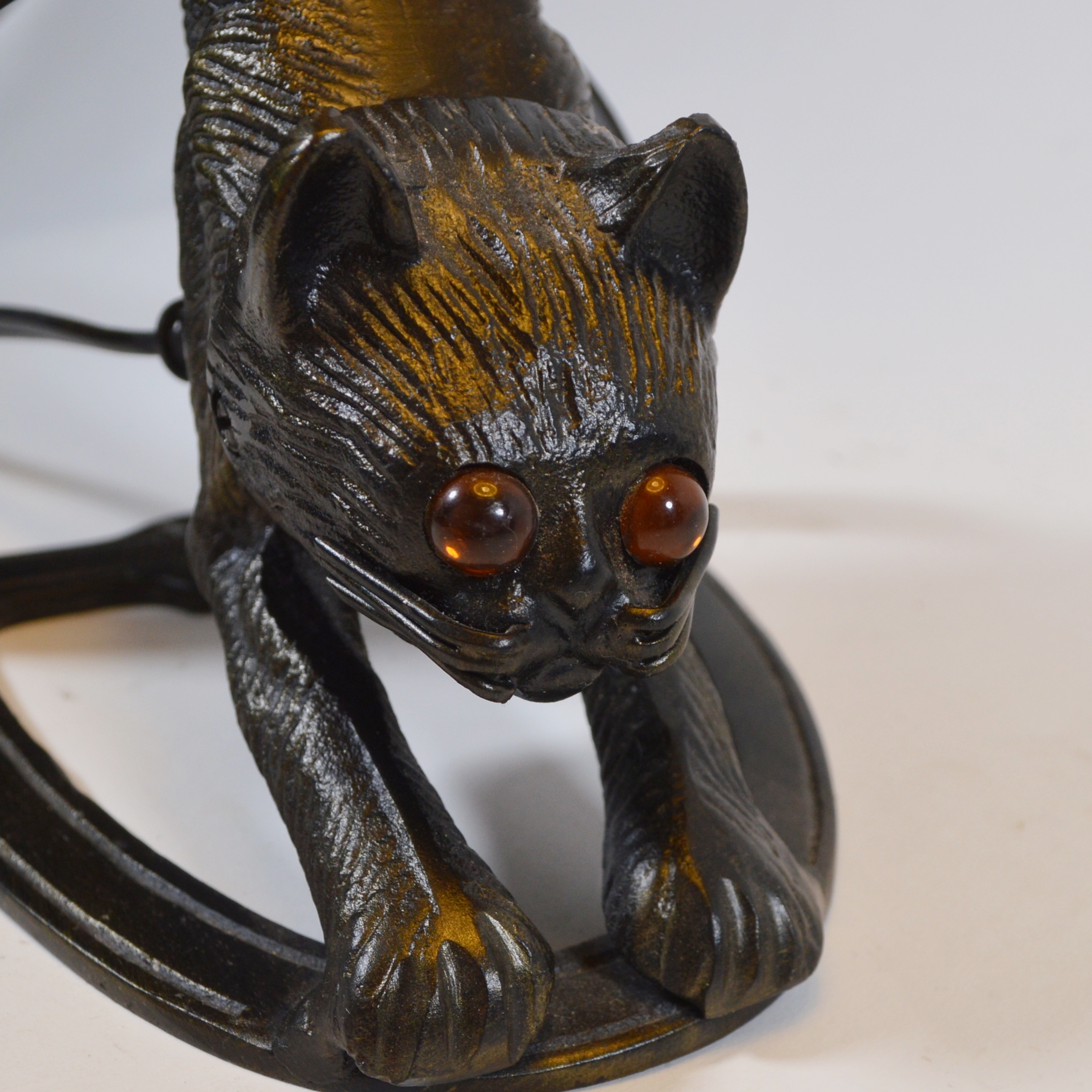 Millefiori Glass and Bronze Cat Table Lamp