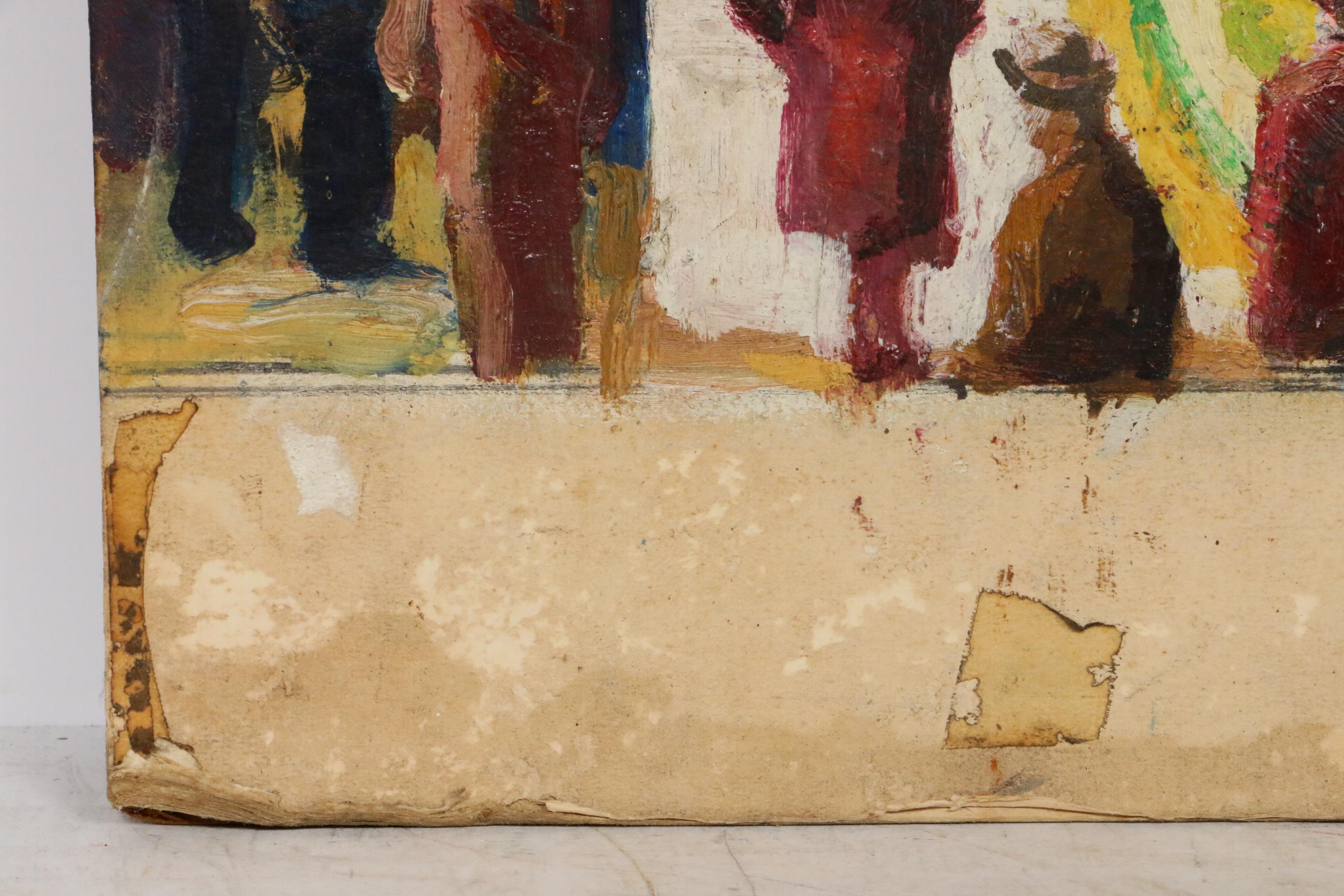 Oil Painting of USS Newport News Christening, Mid 20th Century