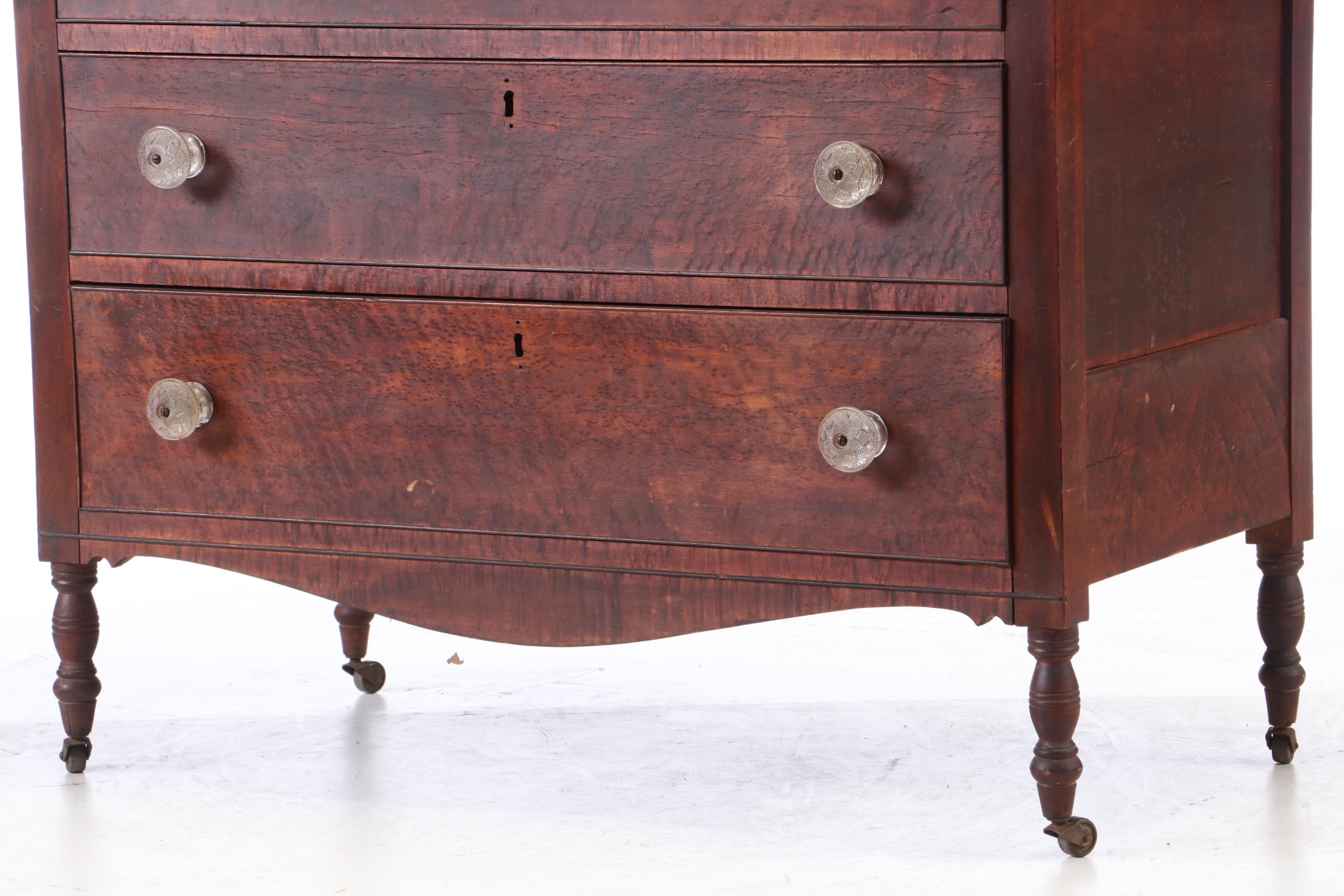 Late Federal Figured Cherry Chest of Drawers, circa 1830