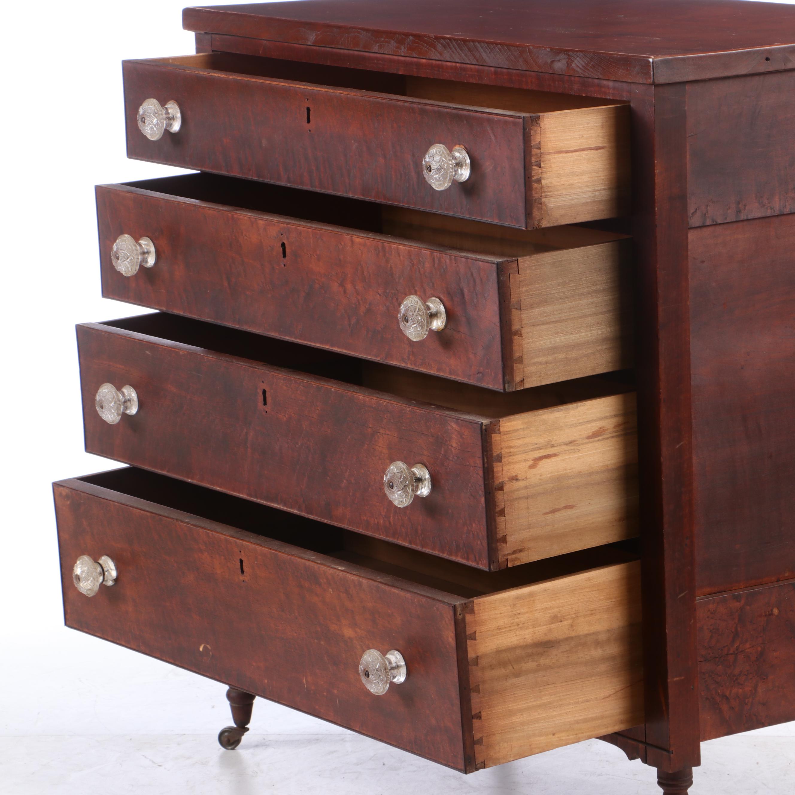 Late Federal Figured Cherry Chest of Drawers, circa 1830