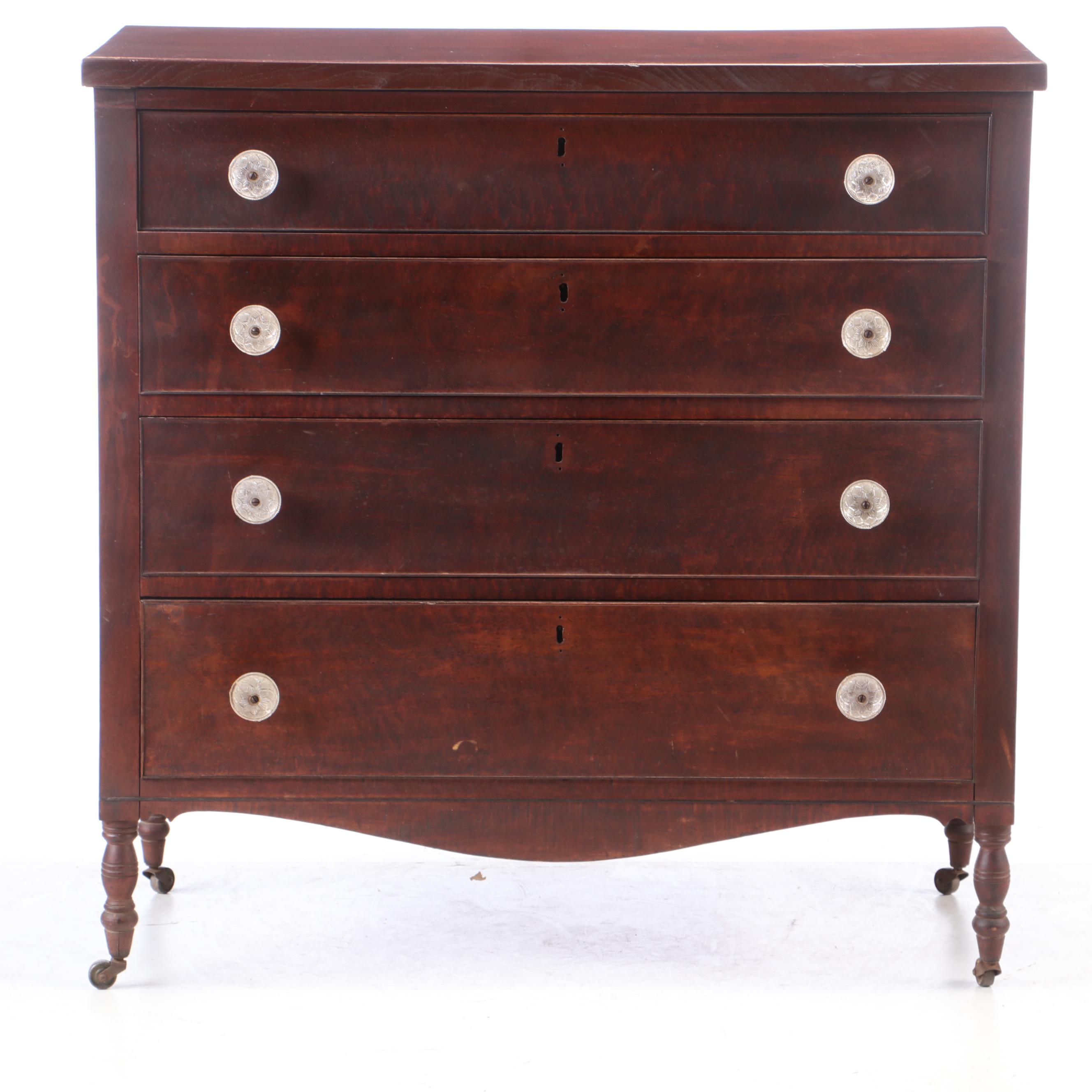 Late Federal Figured Cherry Chest of Drawers, circa 1830