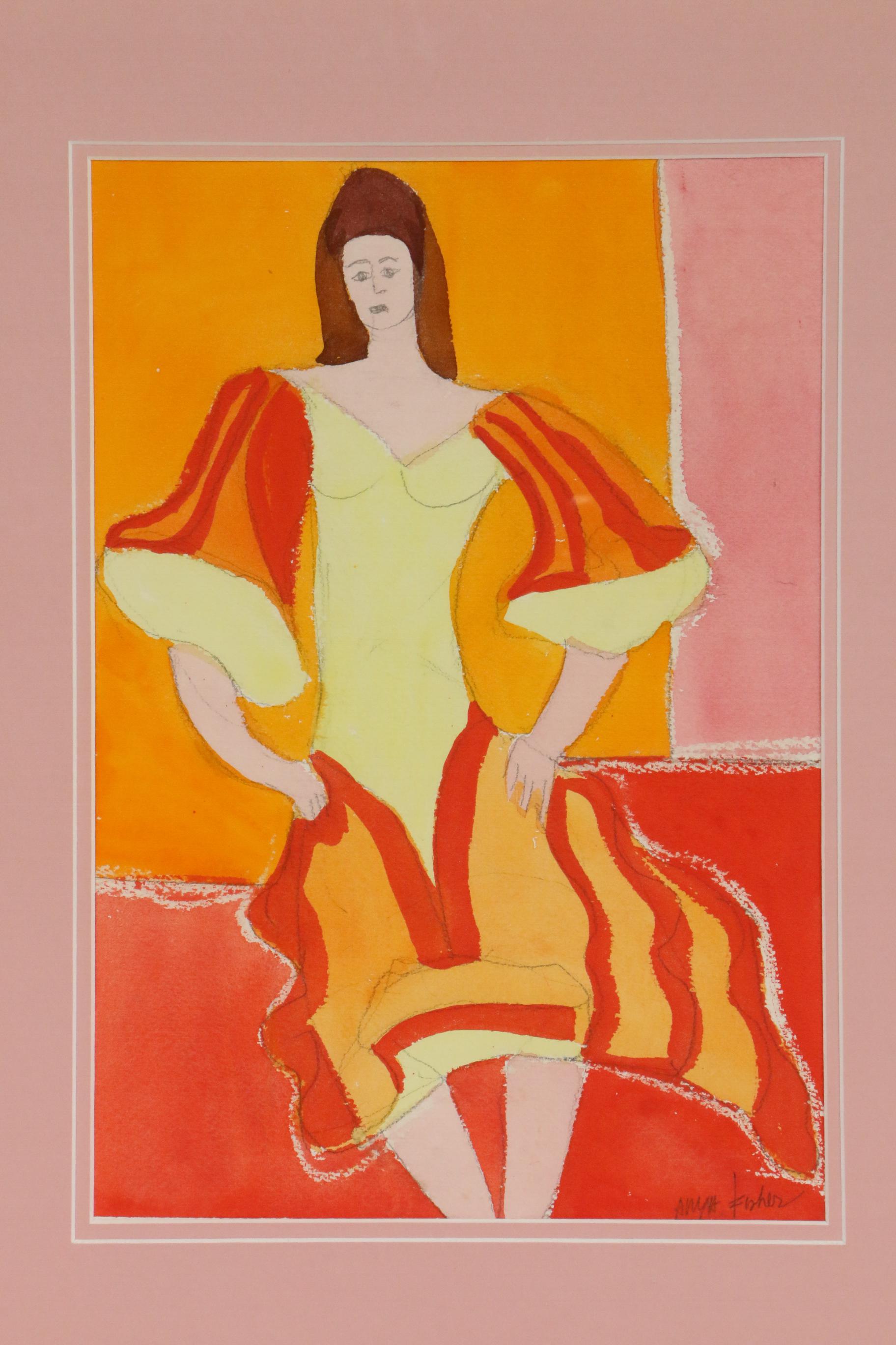 Anya Fisher Portrait of Woman Watercolor Painting