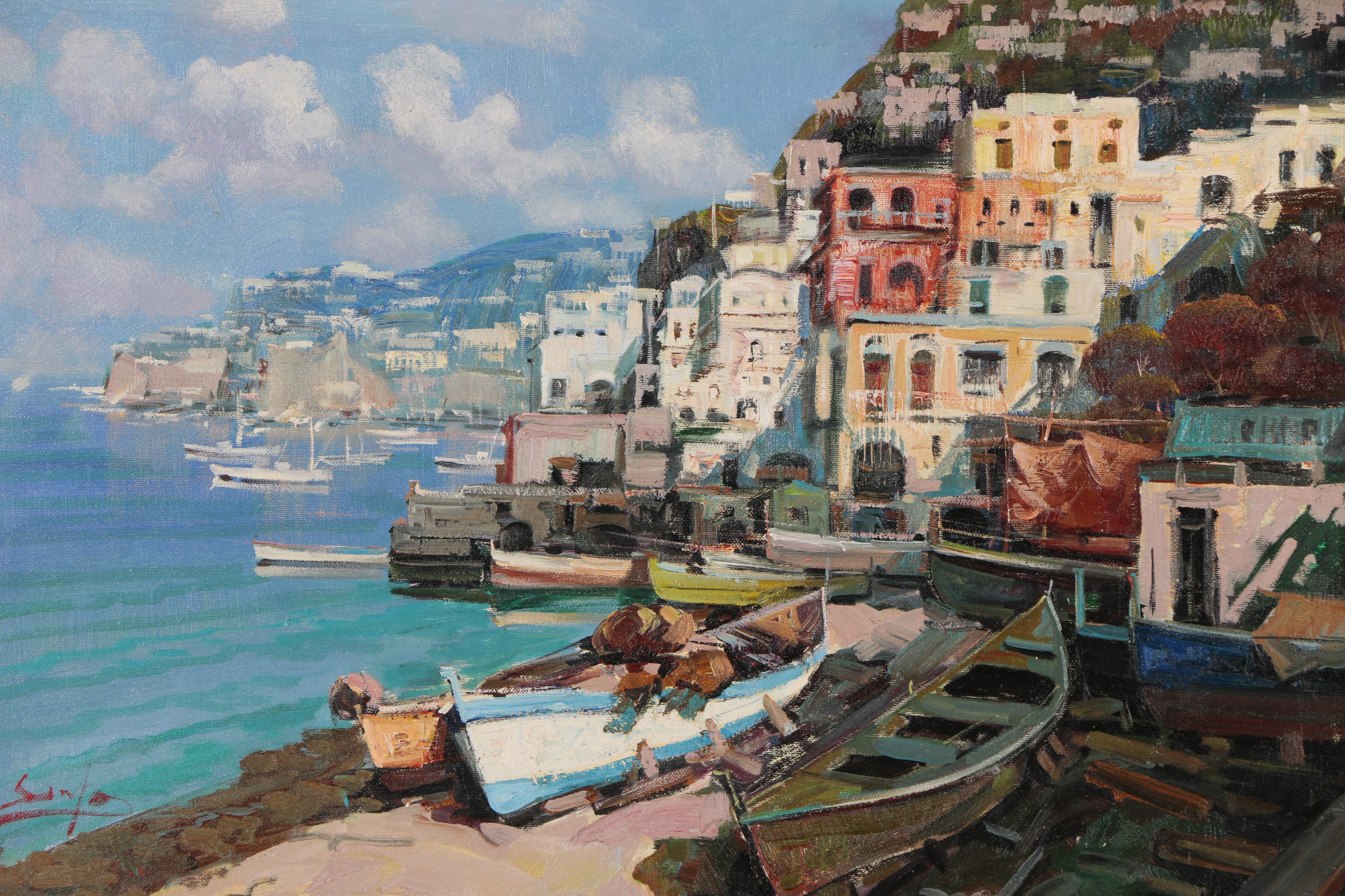 Mario Sanzone Coastal Landscape Oil Painting