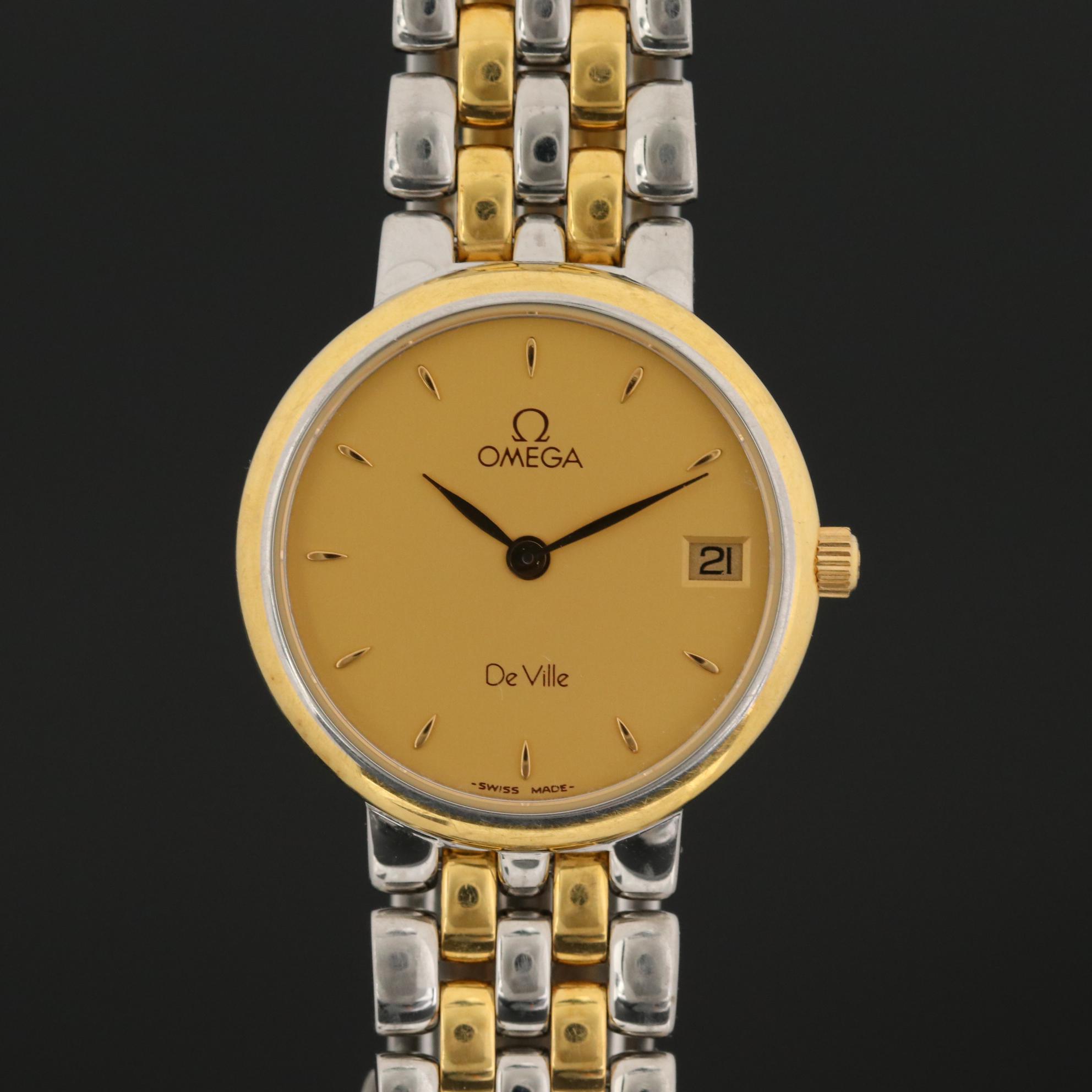 Vintage Omega DeVille Stainless Steel and 18K Yellow Gold Watch