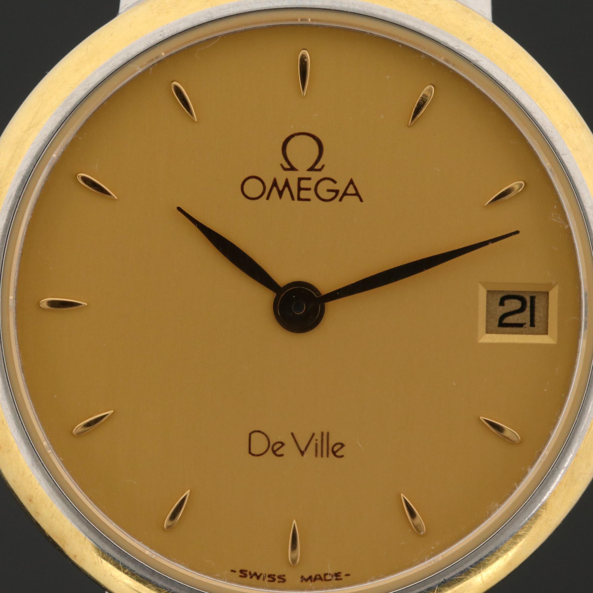 Vintage Omega DeVille Stainless Steel and 18K Yellow Gold Watch