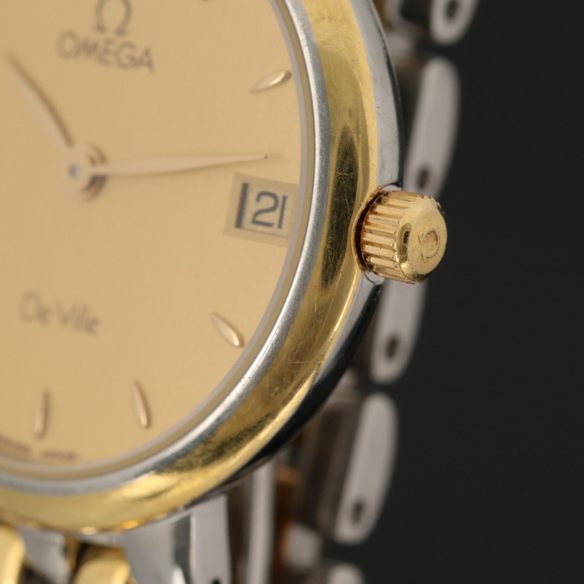 Vintage Omega DeVille Stainless Steel and 18K Yellow Gold Watch