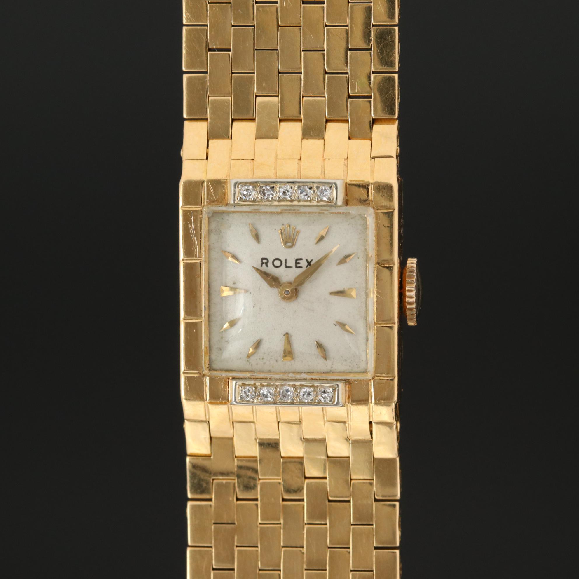 Vintage Rolex 18K Yellow Gold Diamond Watch