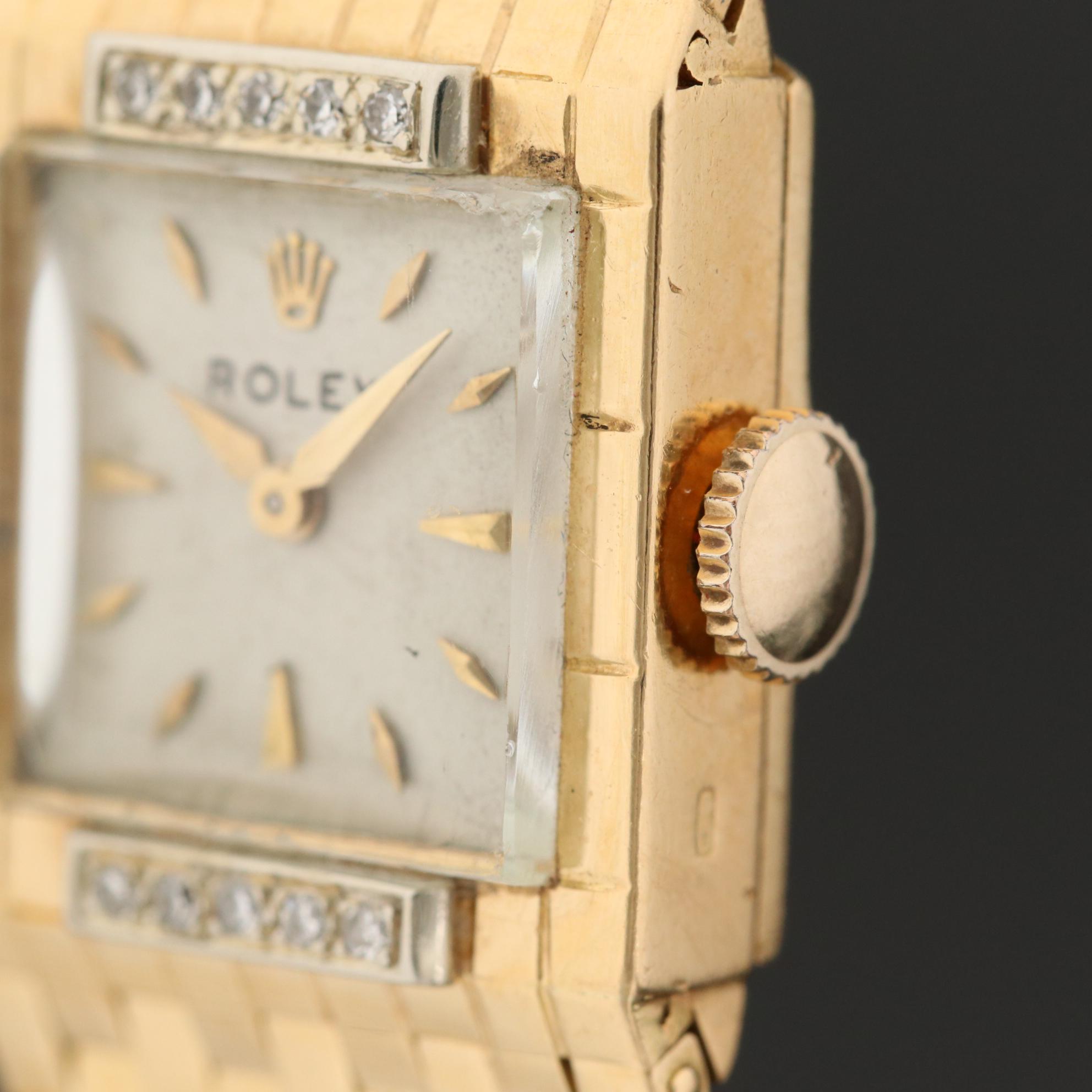 Vintage Rolex 18K Yellow Gold Diamond Watch