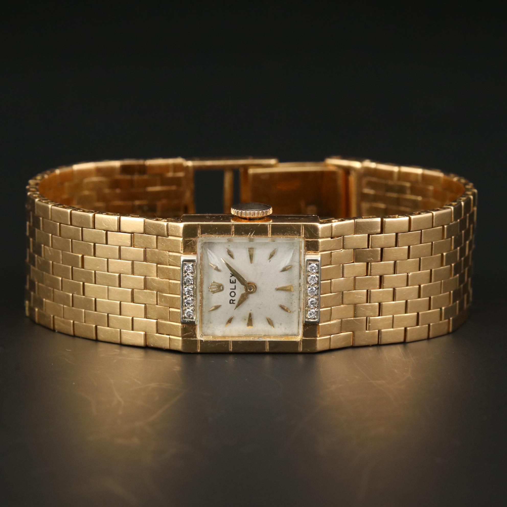 Vintage Rolex 18K Yellow Gold Diamond Watch