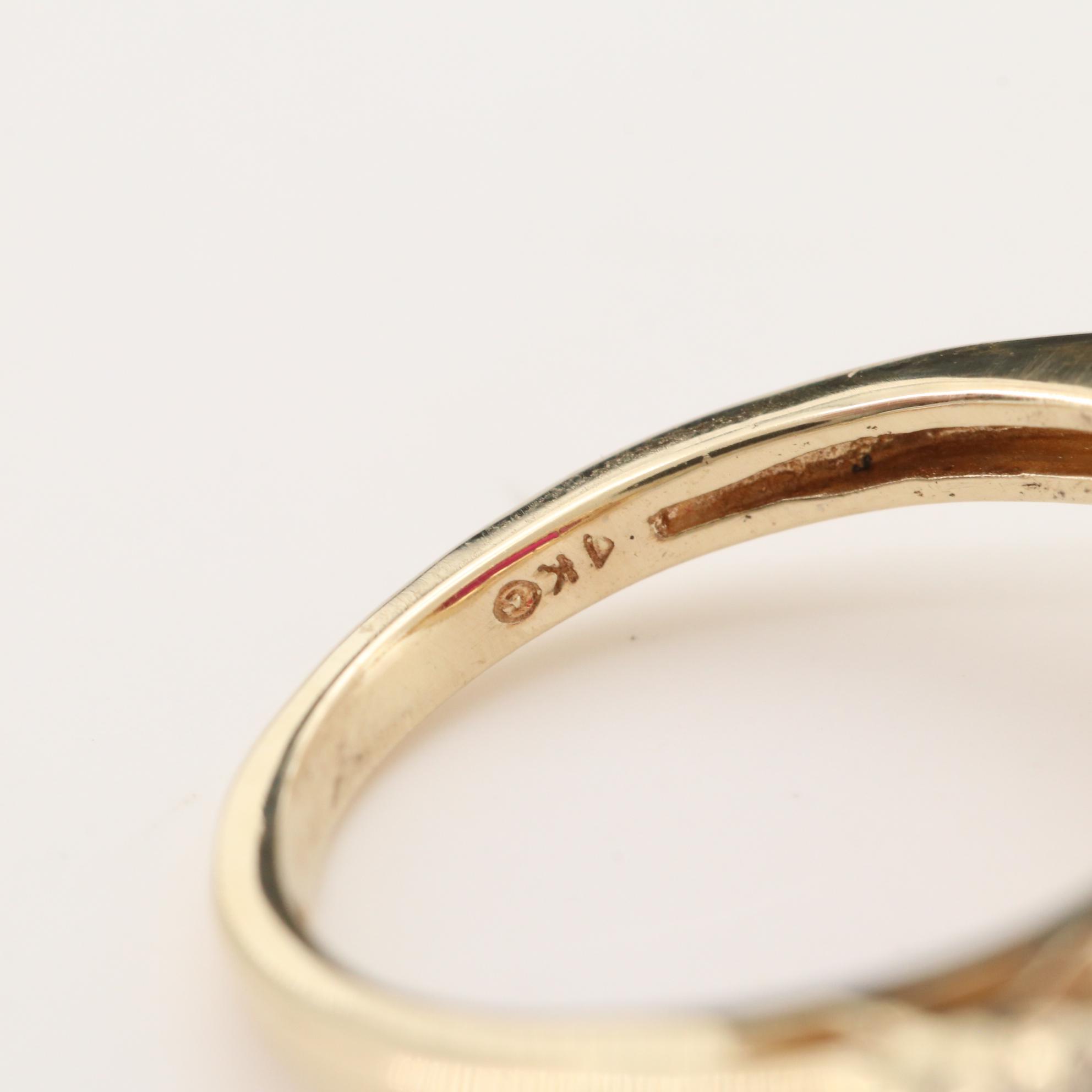 10K Yellow Gold Ruby and Diamond Heart Motif Ring