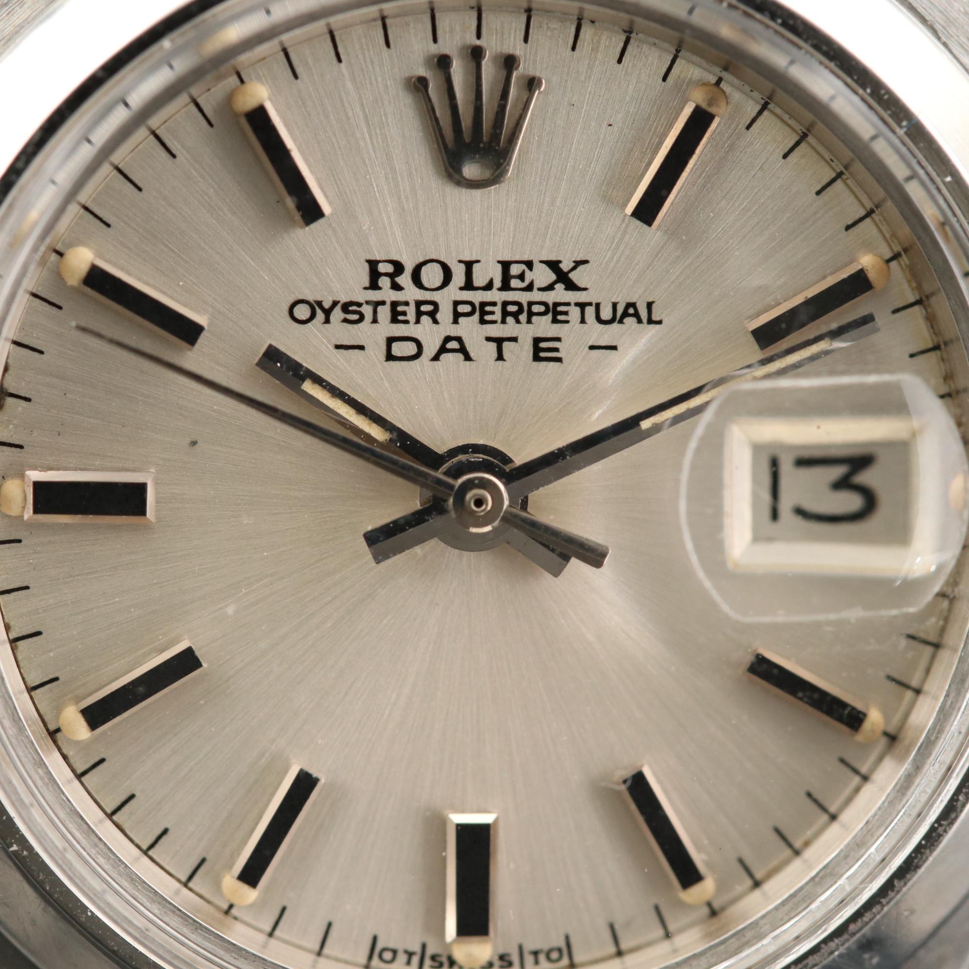 Vintage Rolex Date Stainless Steel Watch With Sigma Dial and Date Window