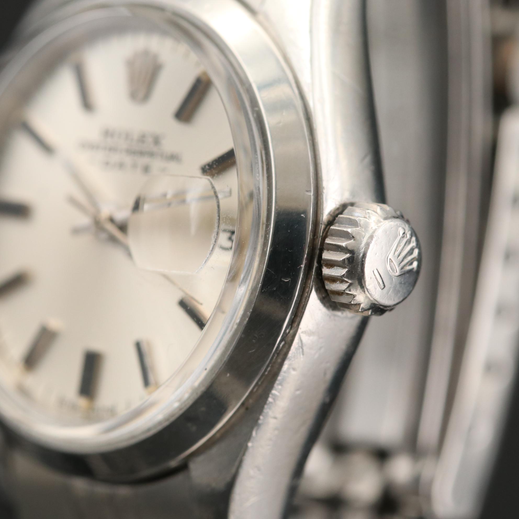 Vintage Rolex Date Stainless Steel Watch With Sigma Dial and Date Window