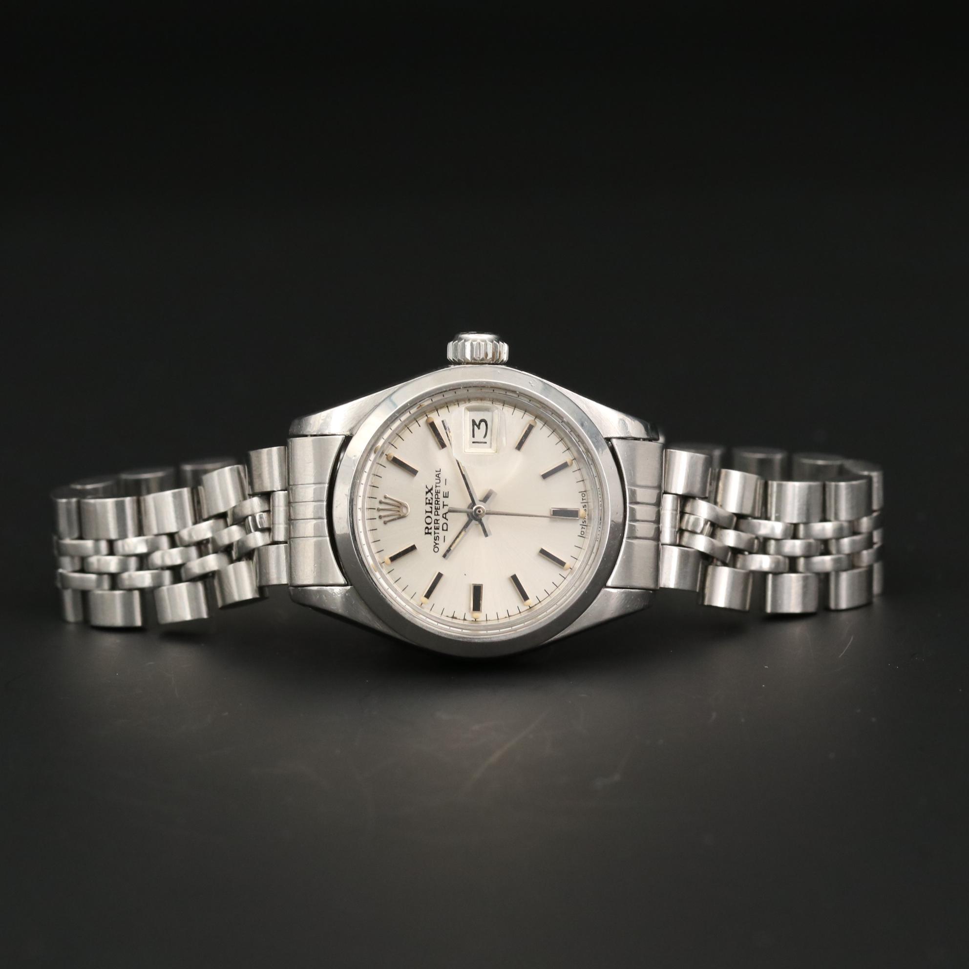 Vintage Rolex Date Stainless Steel Watch With Sigma Dial and Date Window