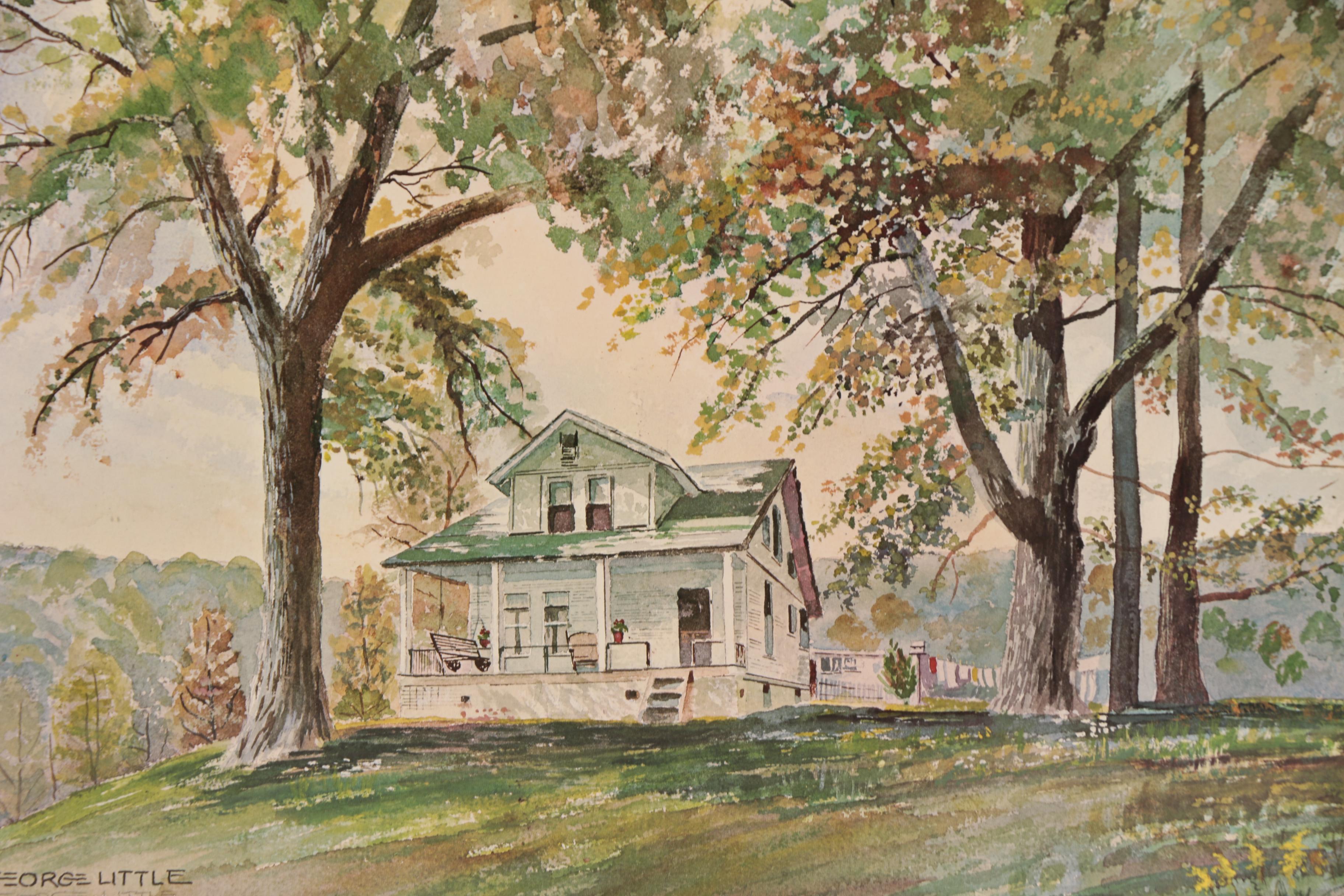 George Little Offset Lithograph of Roy Rogers' Boyhood Home