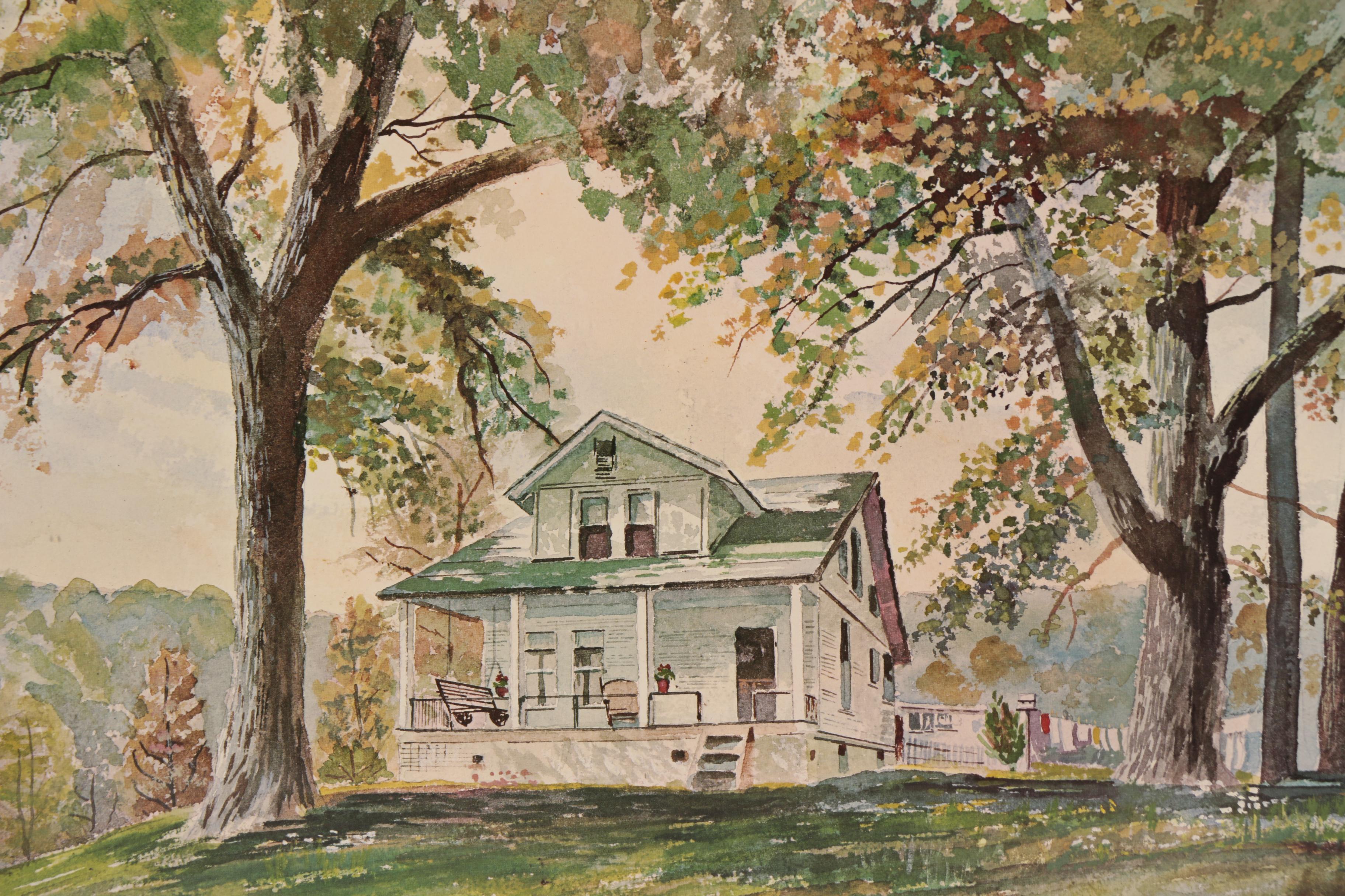George Little Offset Lithograph of Roy Rogers' Boyhood Home