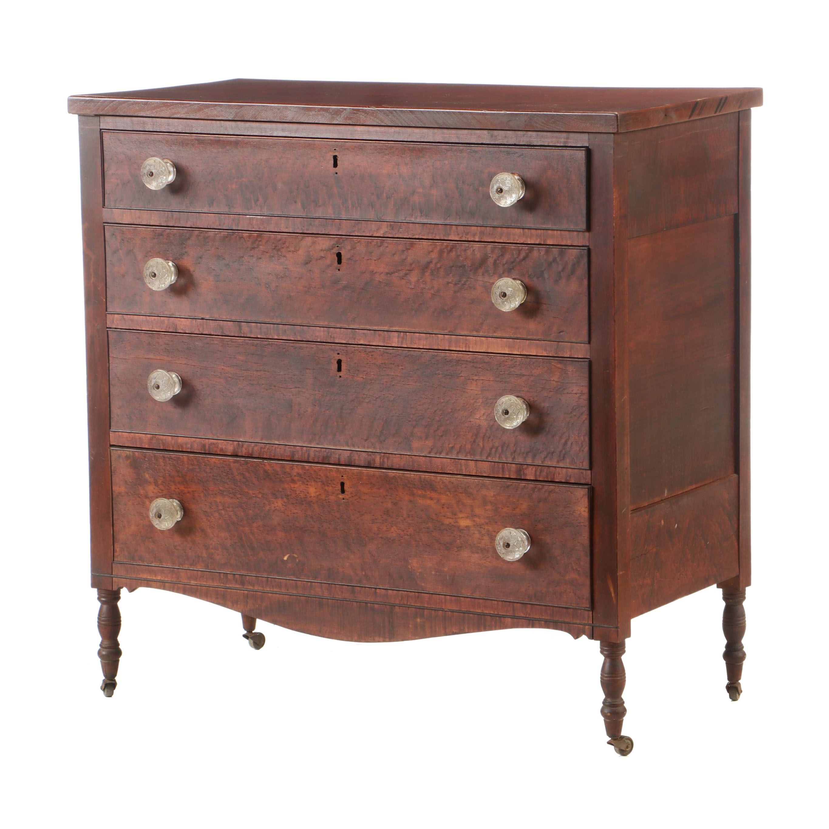 Late Federal Figured Cherry Chest of Drawers, circa 1830