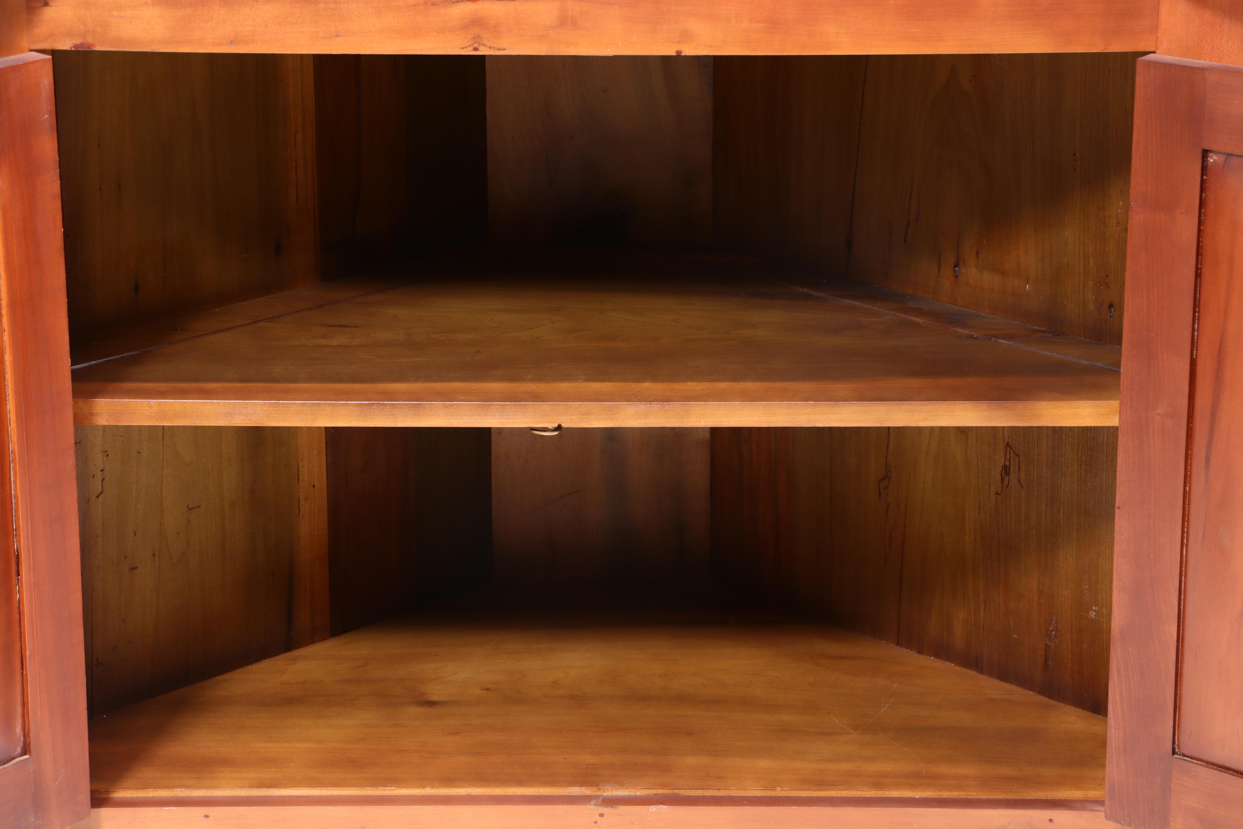 Federal Cherry Corner Cupboard with Scalloped Cornice, Early 19th Century
