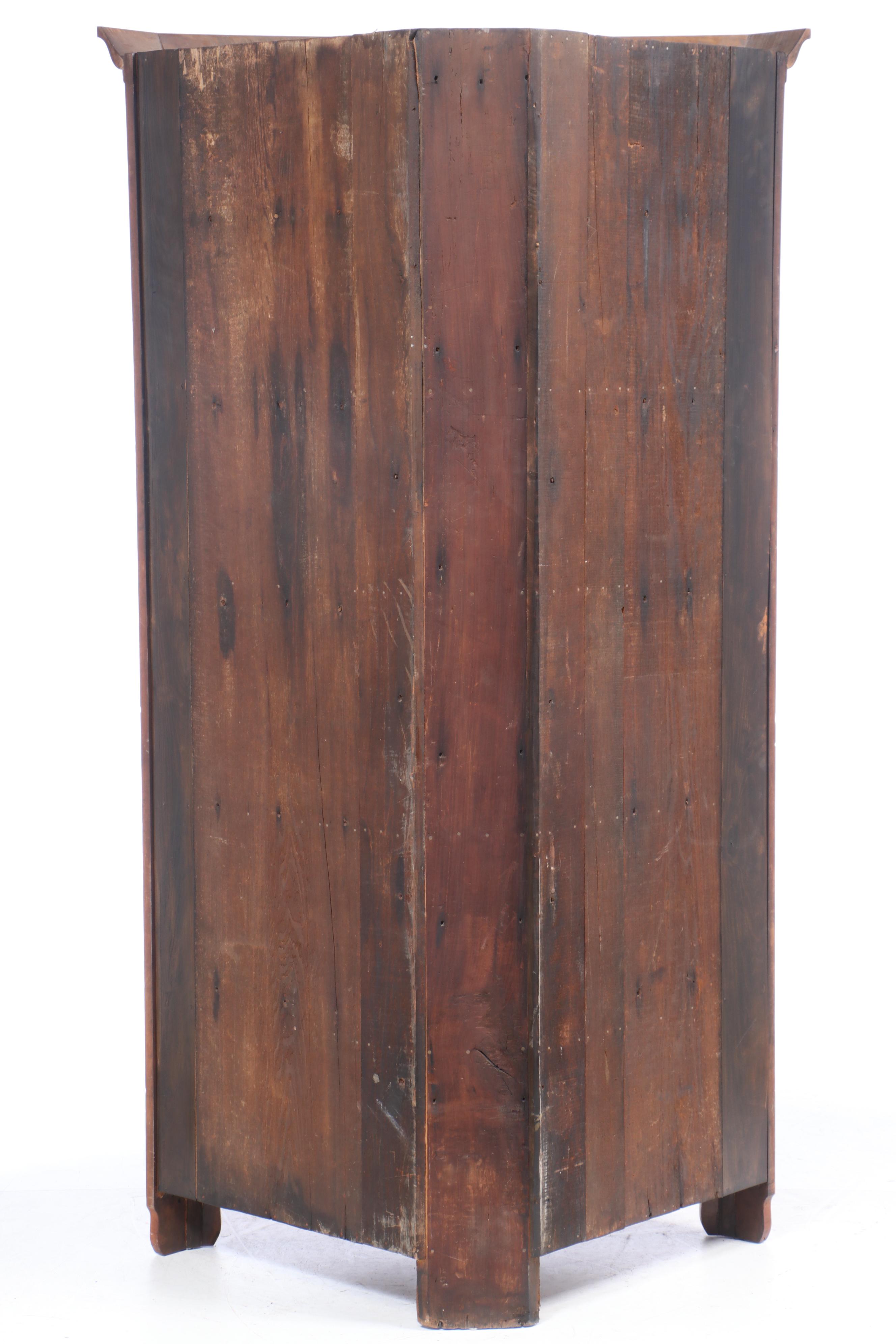 Federal Cherry Corner Cupboard with Scalloped Cornice, Early 19th Century