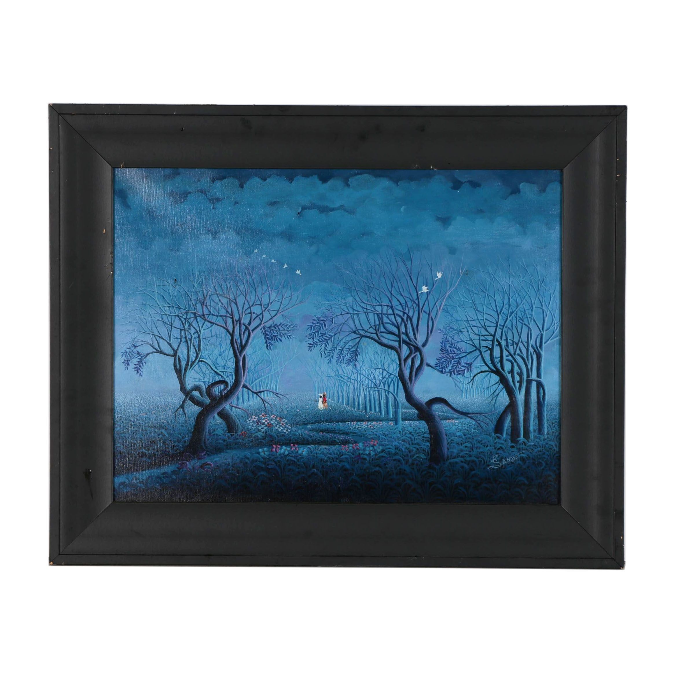 Lamarre Sanon Haitian Acrylic Painting "Homme et Femme"