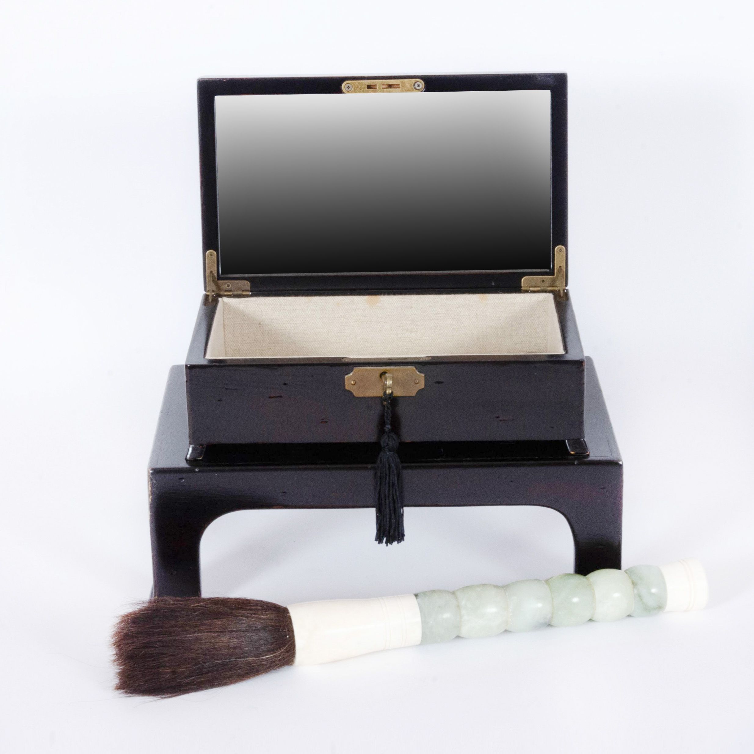 Pottery Barn "Emmett Collection" Jewelry Box with Chinese Calligraphy Brush