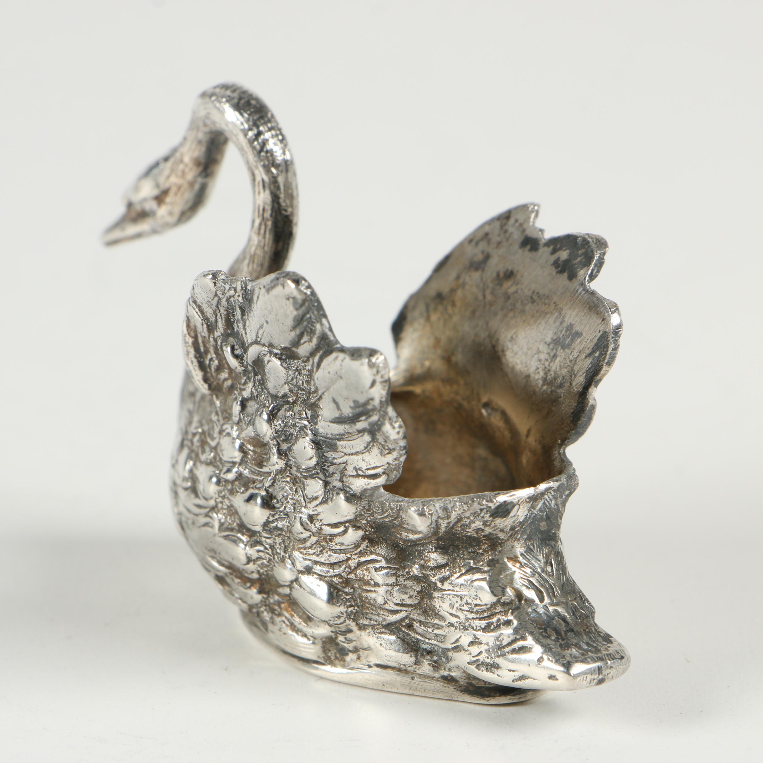 Fratelli Coppini 800 Silver Swan Salt Cellar