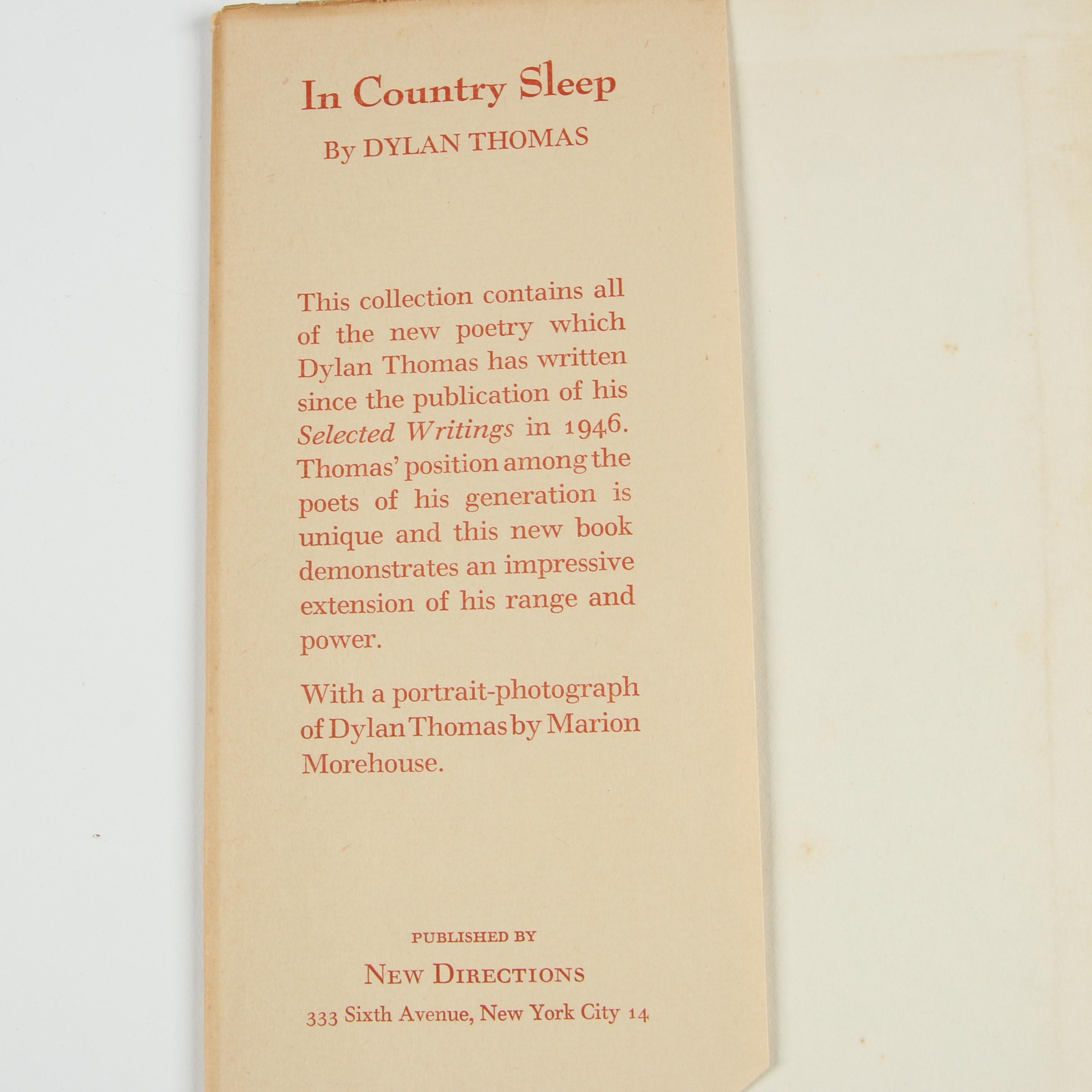 First Trade Edition "In Country Sleep and Other Poems" by Dylan Thomas