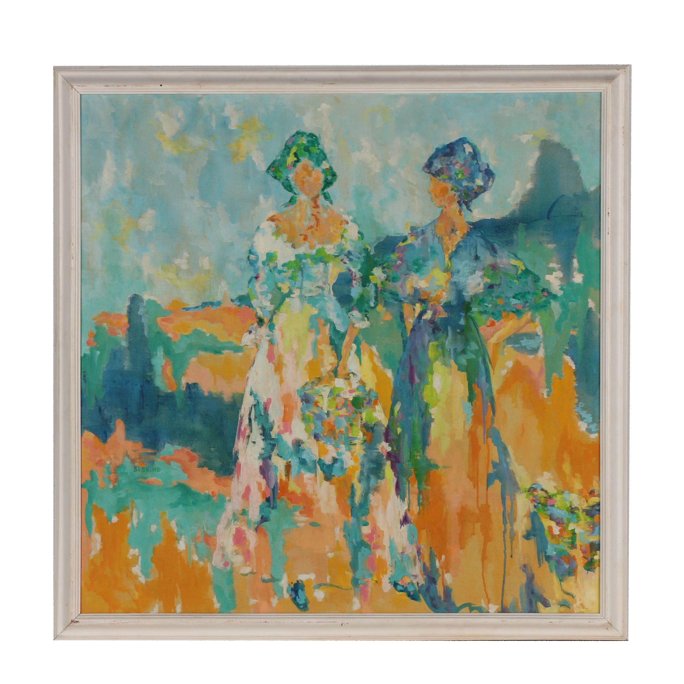 Ellie Siskind Acrylic Painting "Midday", 1970