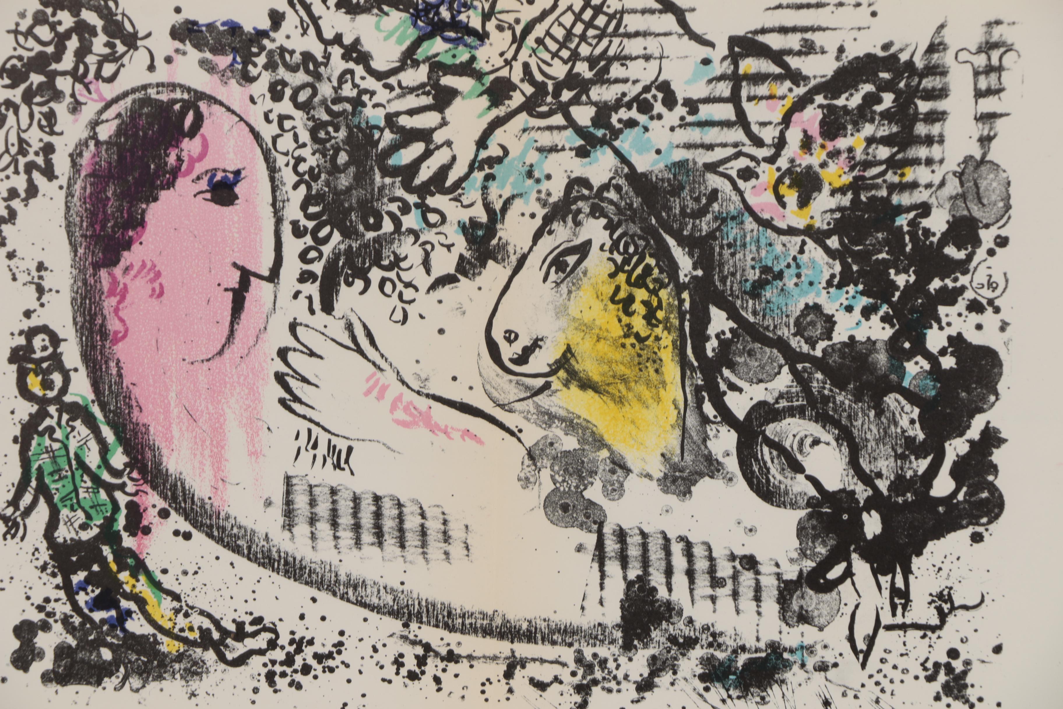 Marc Chagall Color Lithograph "Rêverie" for "Derrière le Miroir", 1969