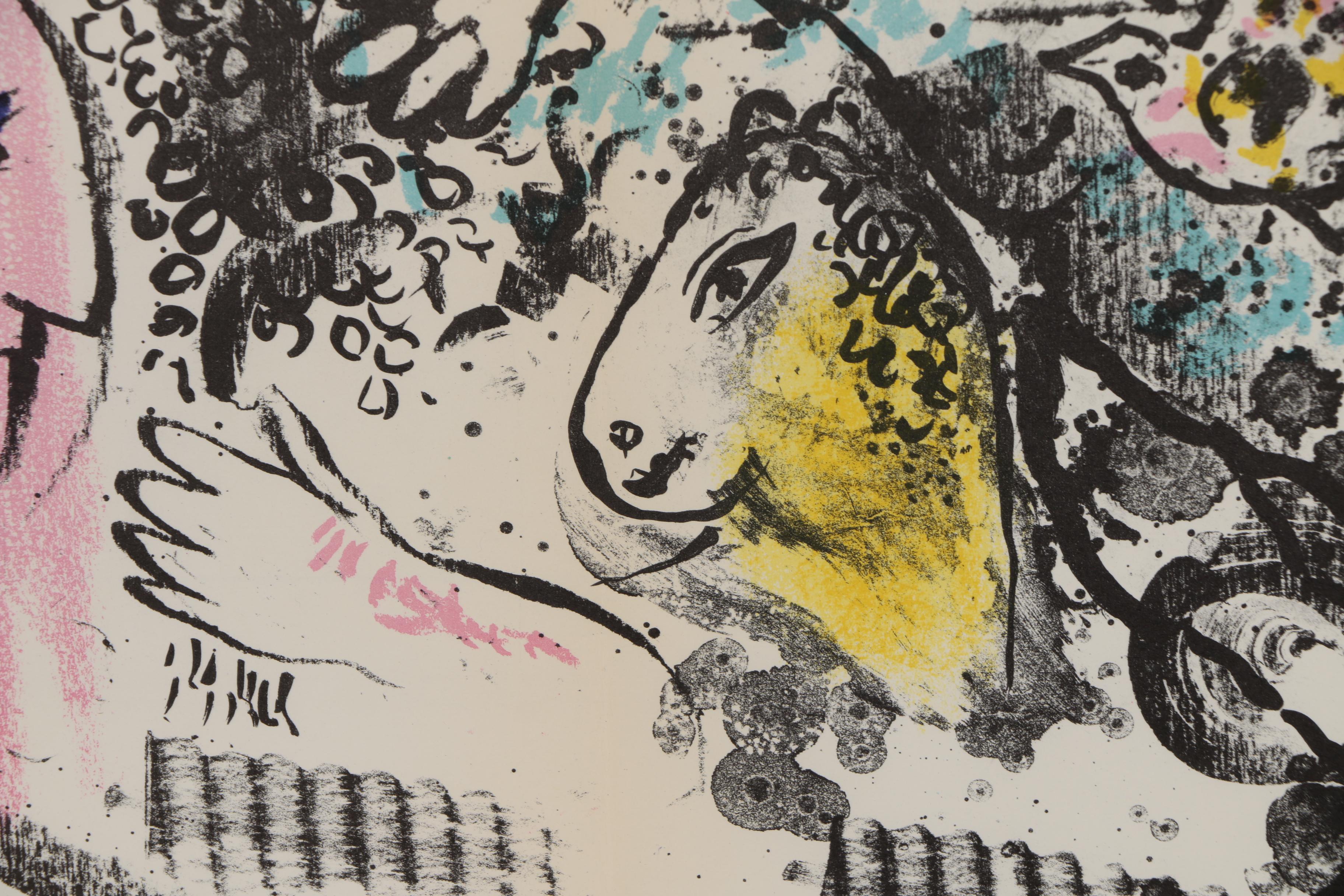 Marc Chagall Color Lithograph "Rêverie" for "Derrière le Miroir", 1969