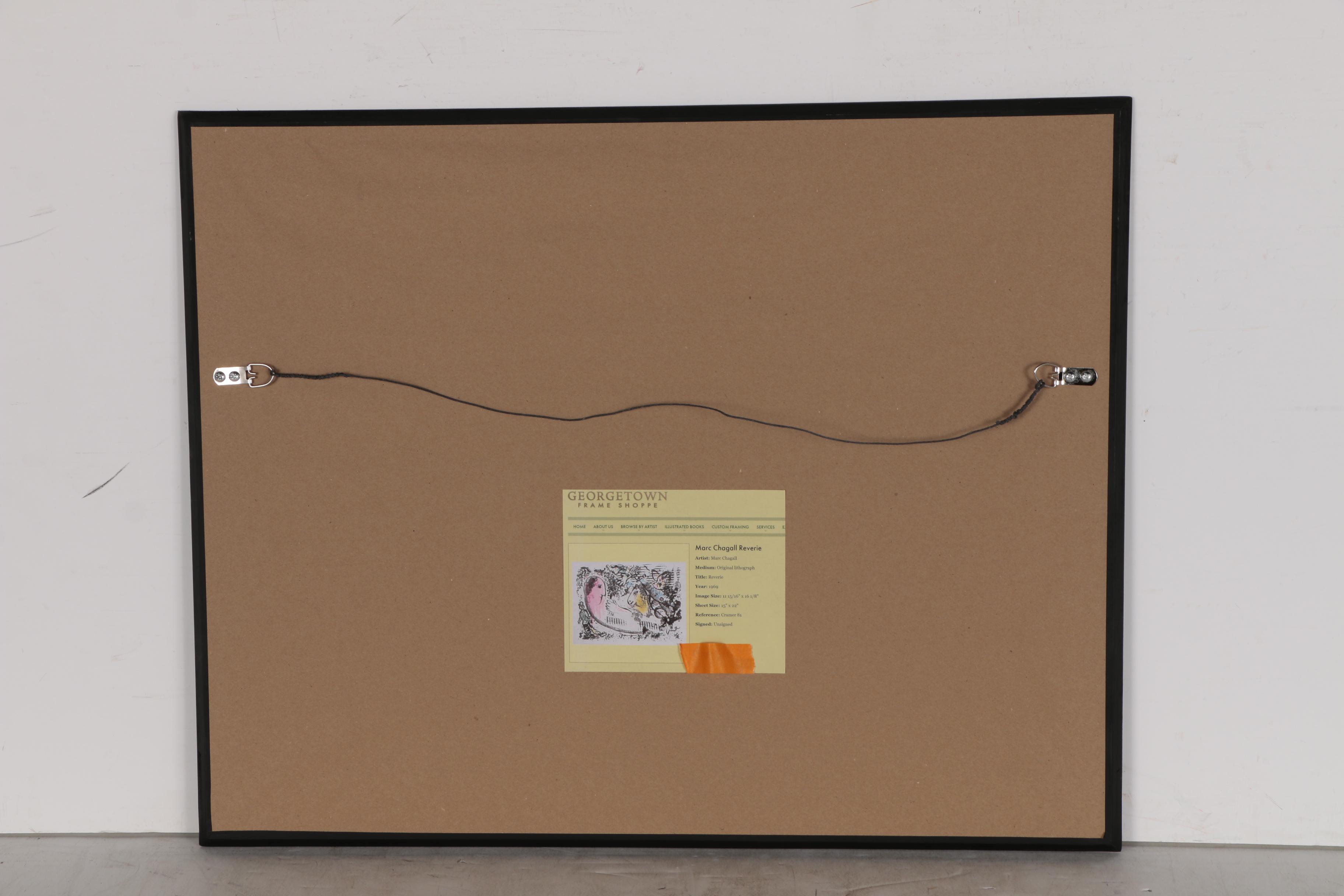 Marc Chagall Color Lithograph "Rêverie" for "Derrière le Miroir", 1969