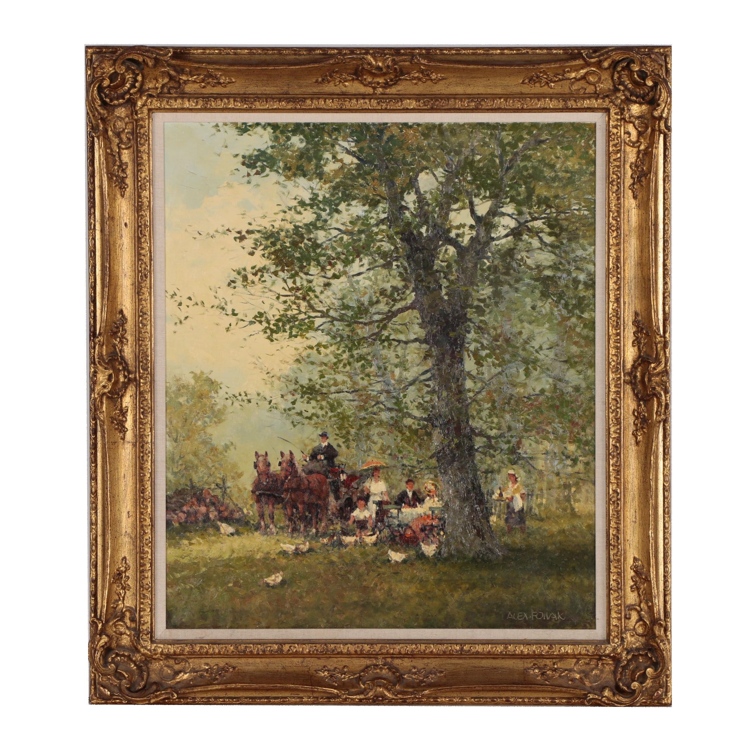 Alex Follak Oil Painting, Mid 20th Century