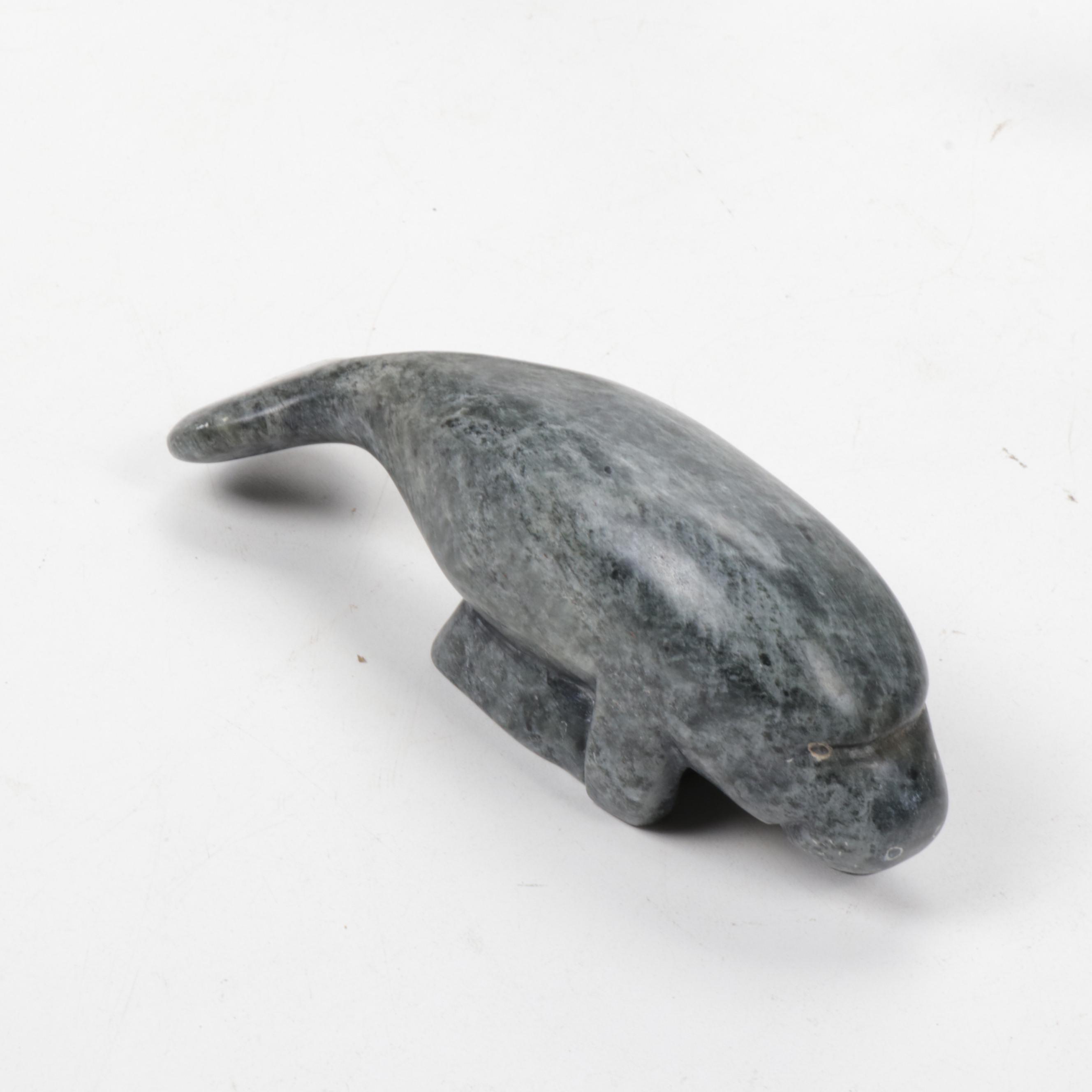 Herb Faucher Inuit Soapstone Walrus and Polar Bear Figurines, 1991-1992