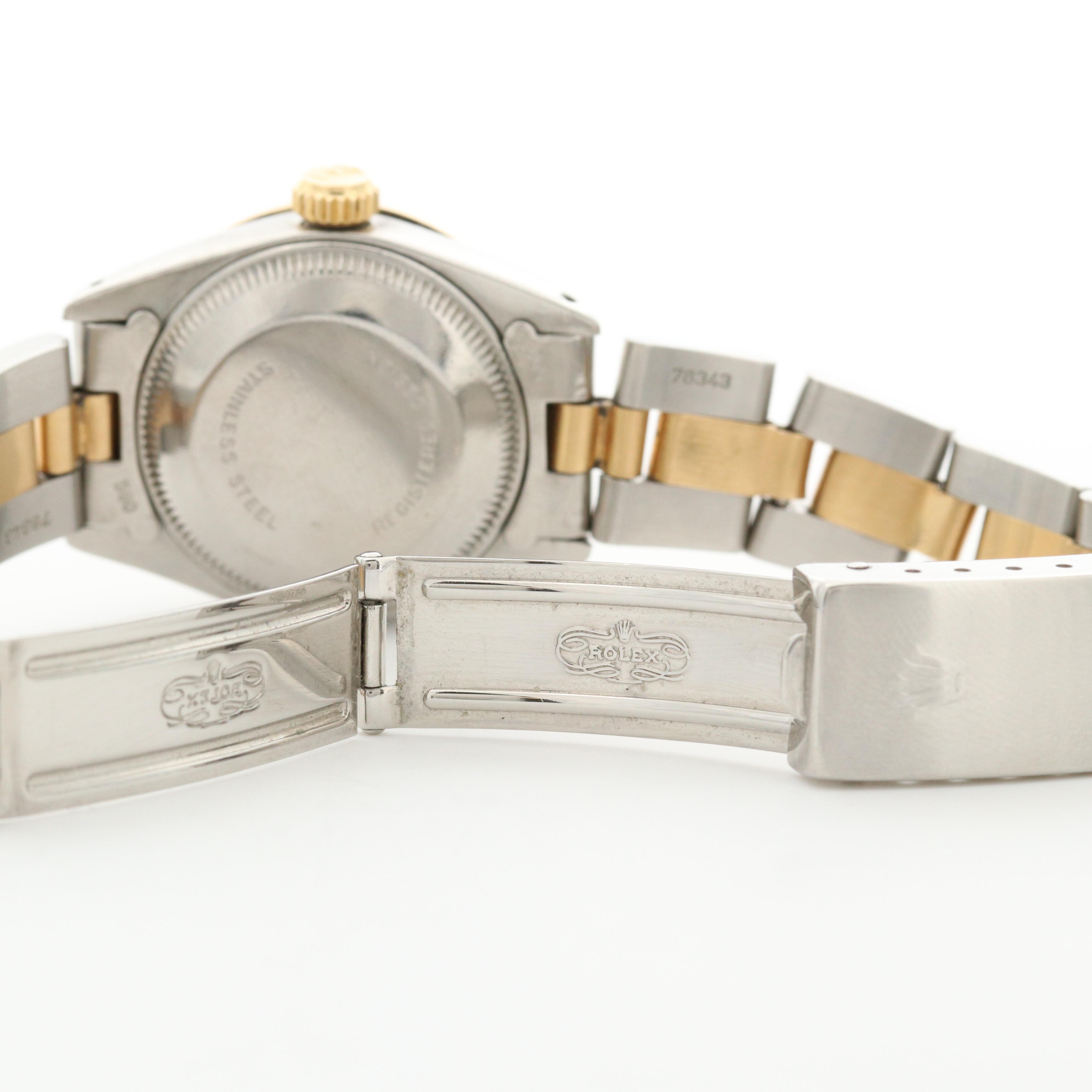 Rolex Datejust 18K Gold and Stainless Steel Watch with Diamond Bezel, 1980