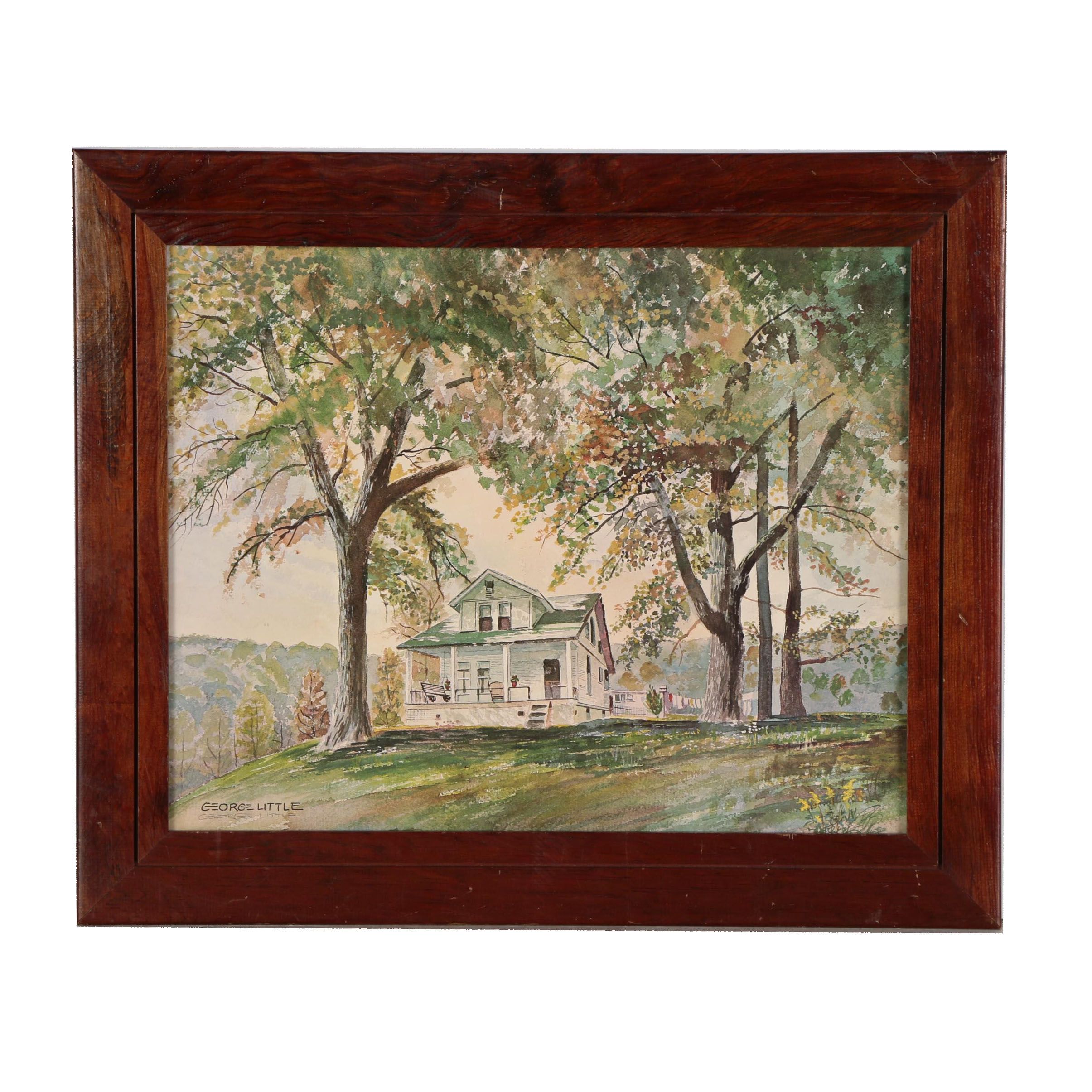 George Little Offset Lithograph of Roy Rogers' Boyhood Home