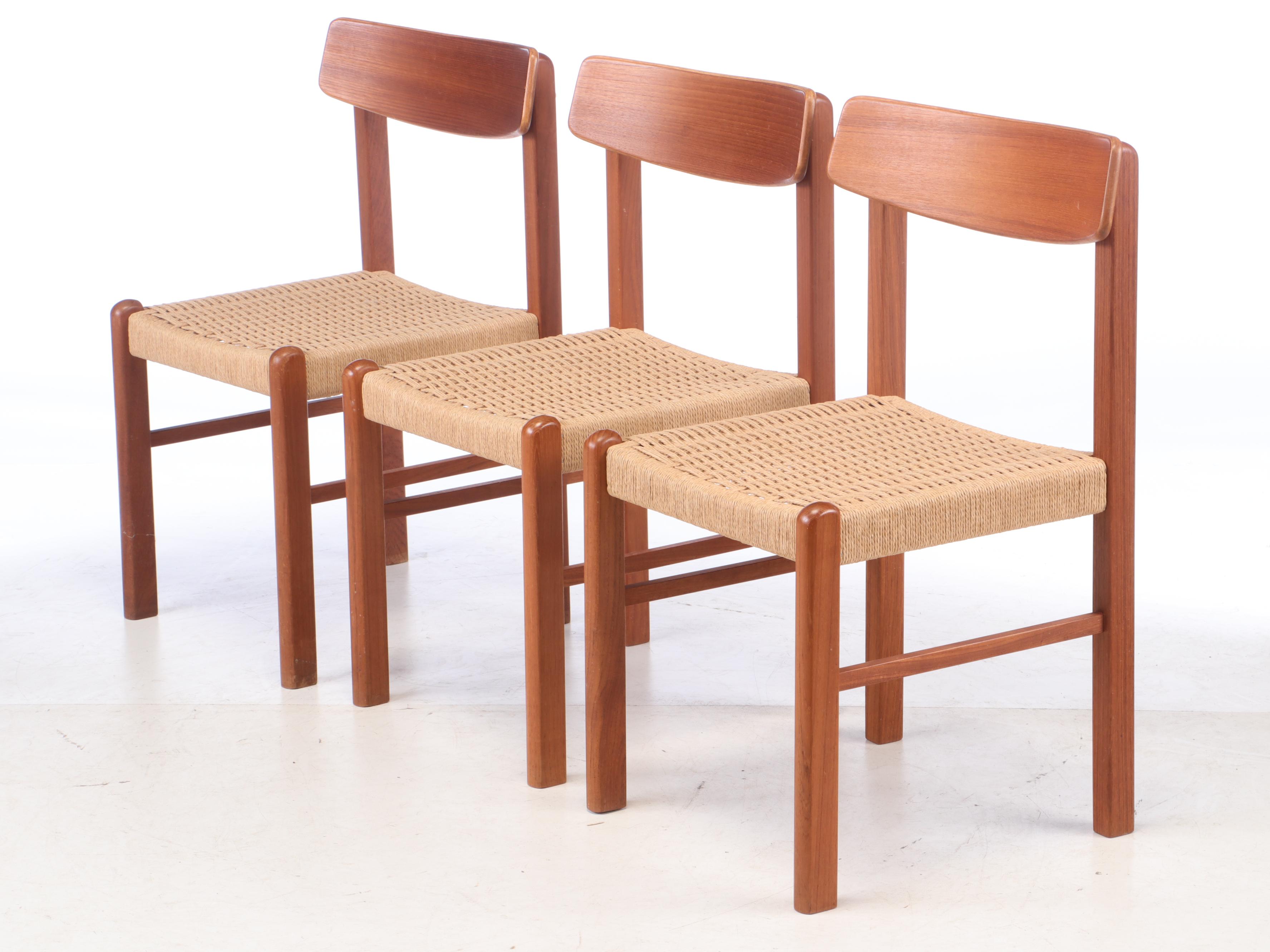 Danish Modern Style Teak and Woven Seagrass Chairs After Frem Rojle
