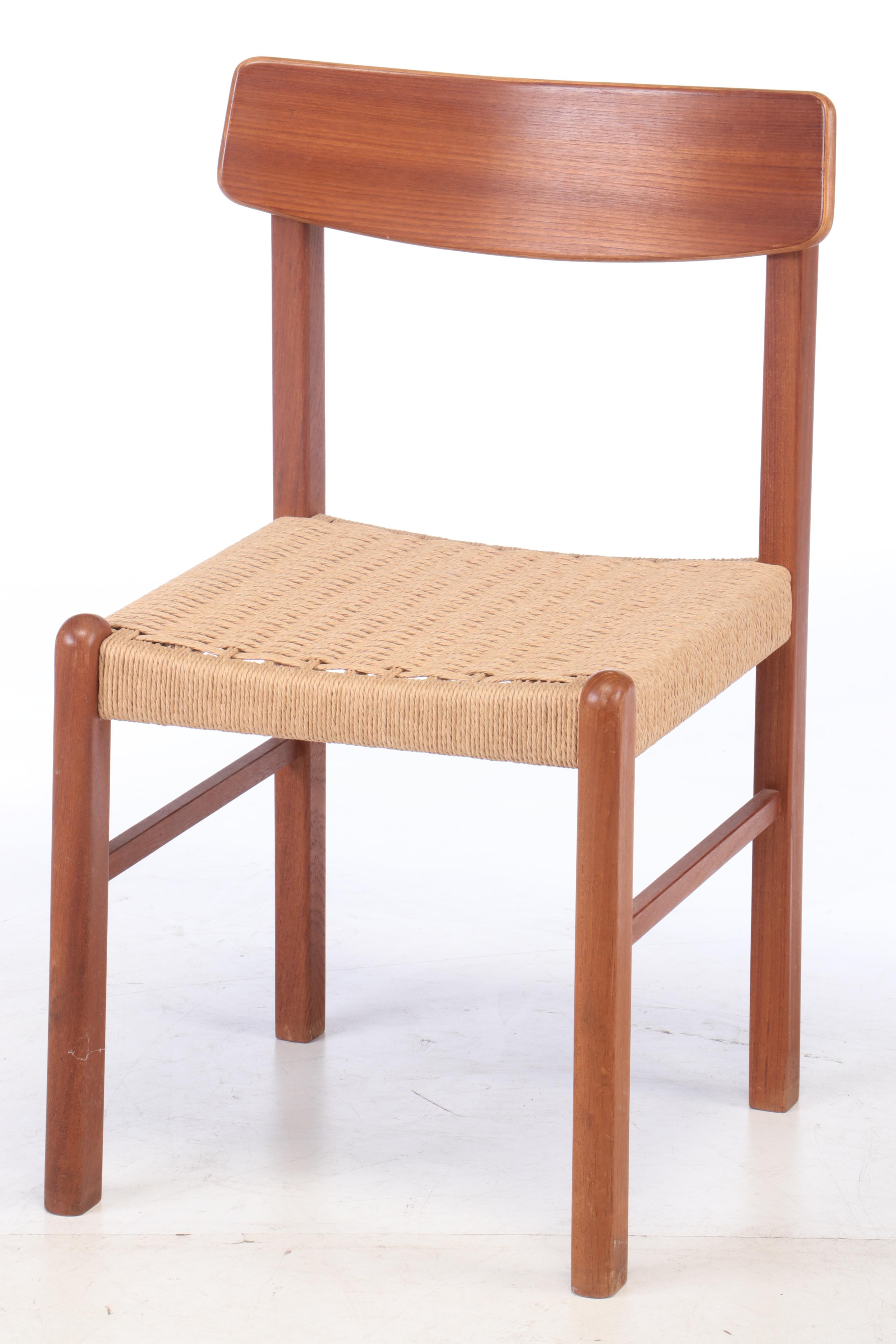 Danish Modern Style Teak and Woven Seagrass Chairs After Frem Rojle