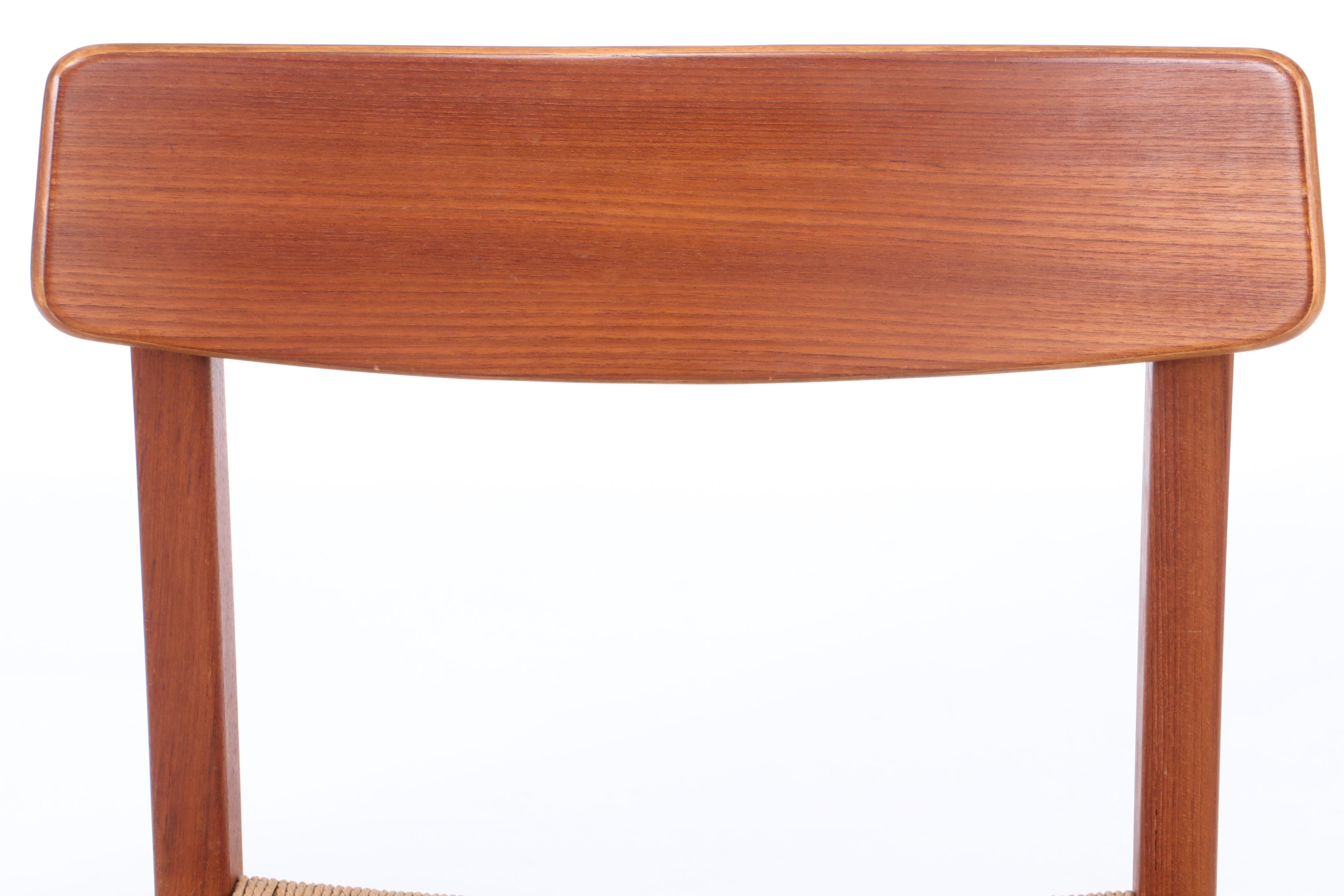 Danish Modern Style Teak and Woven Seagrass Chairs After Frem Rojle