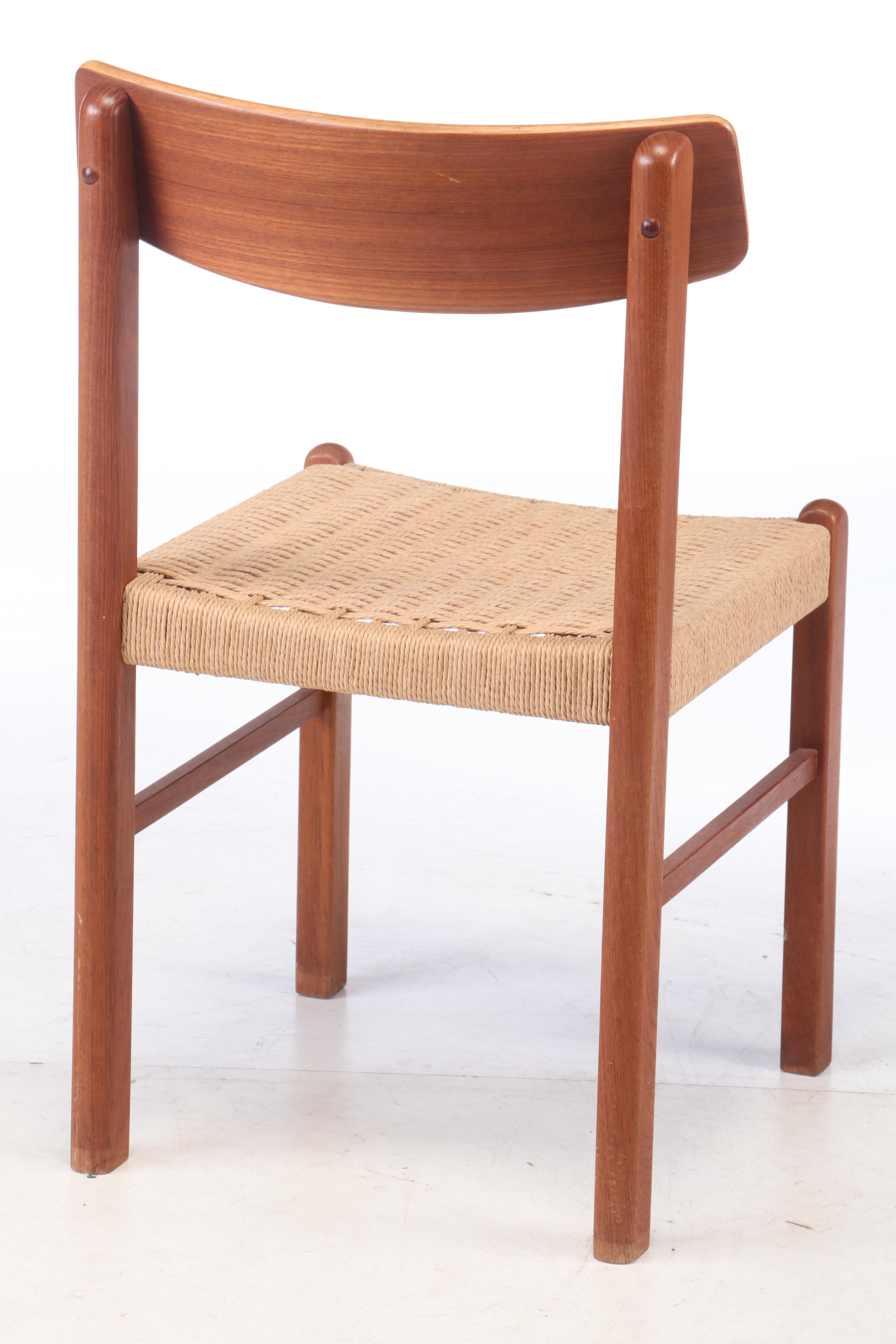 Danish Modern Style Teak and Woven Seagrass Chairs After Frem Rojle
