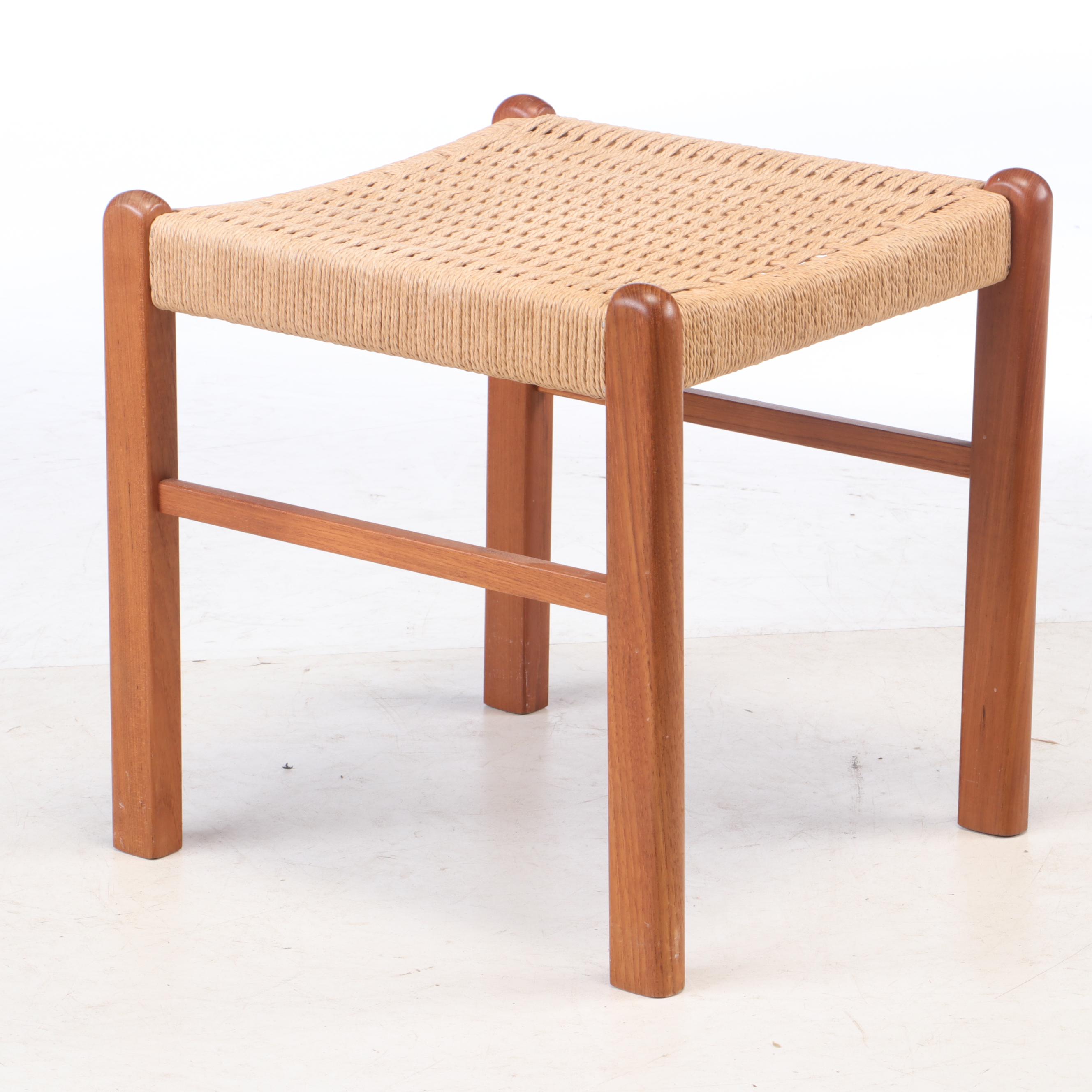 Danish Modern Style Teak and Woven Seagrass Chairs After Frem Rojle