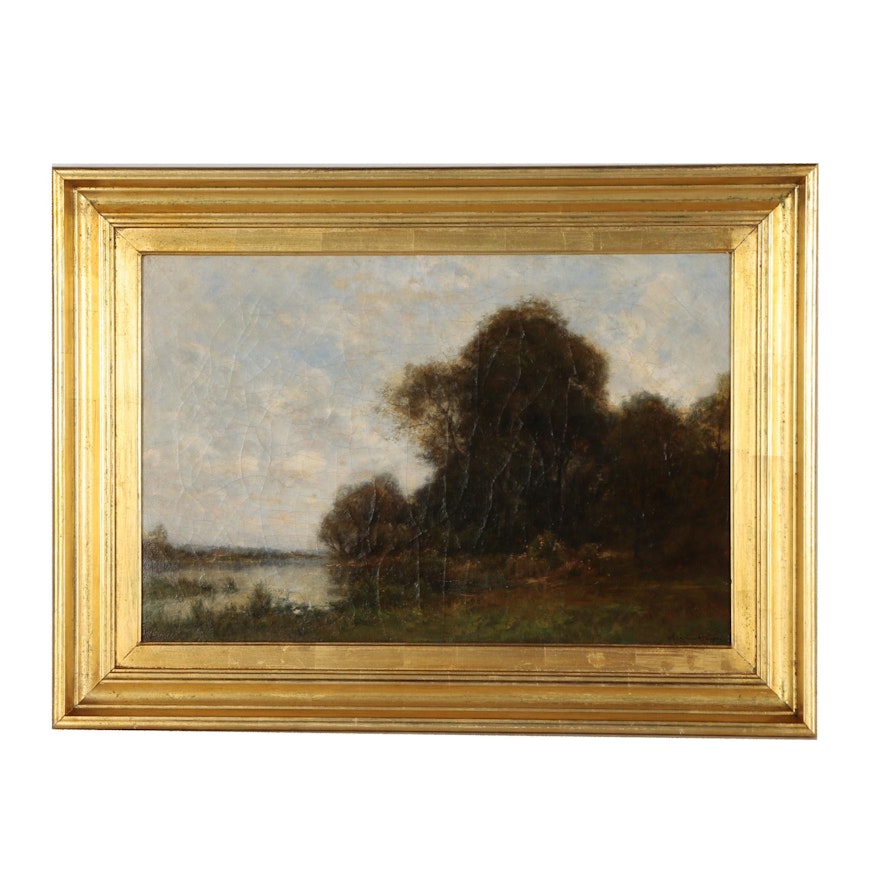 Richard Pauli Oil Painting of Tonalist Landscape, Late 19th Century