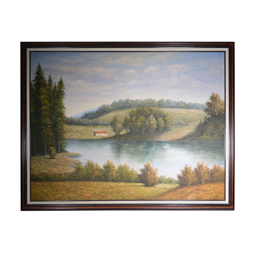 P. Wilson Landscape Oil Painting