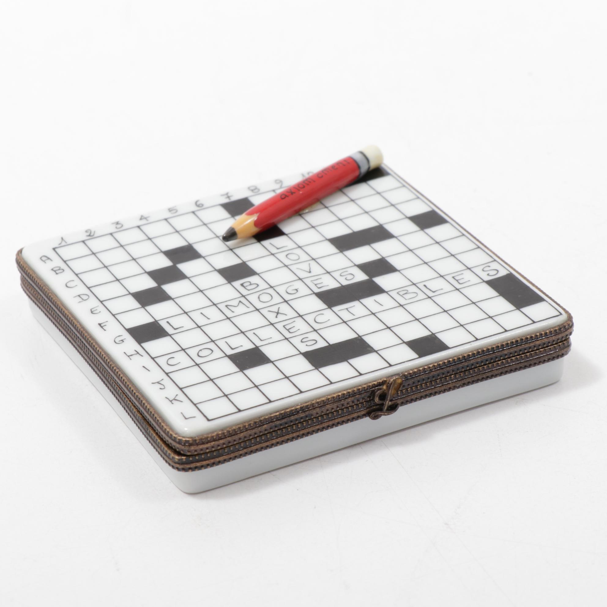 JP. Limoges Crossword Puzzle Porcelain Trinket Box
