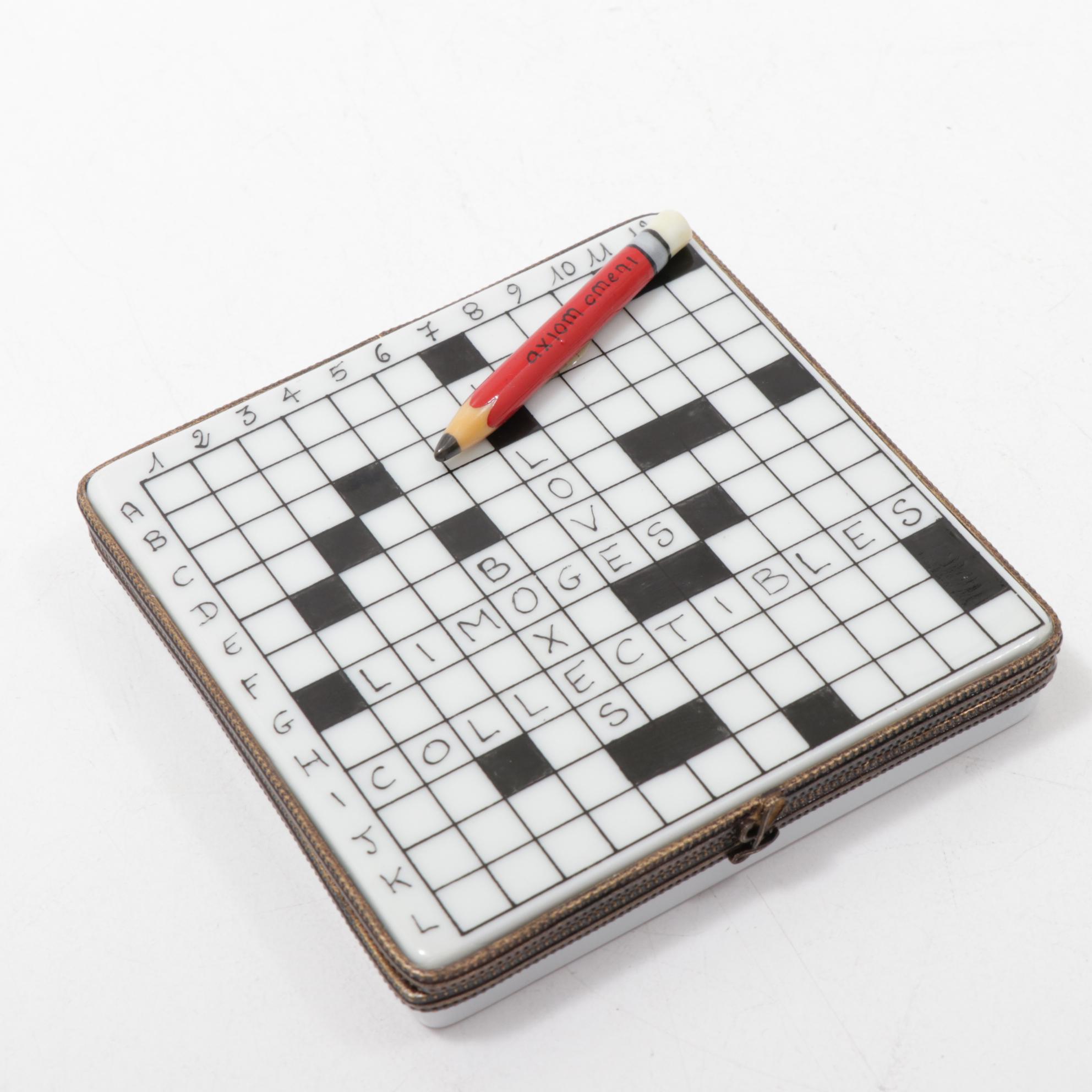JP. Limoges Crossword Puzzle Porcelain Trinket Box