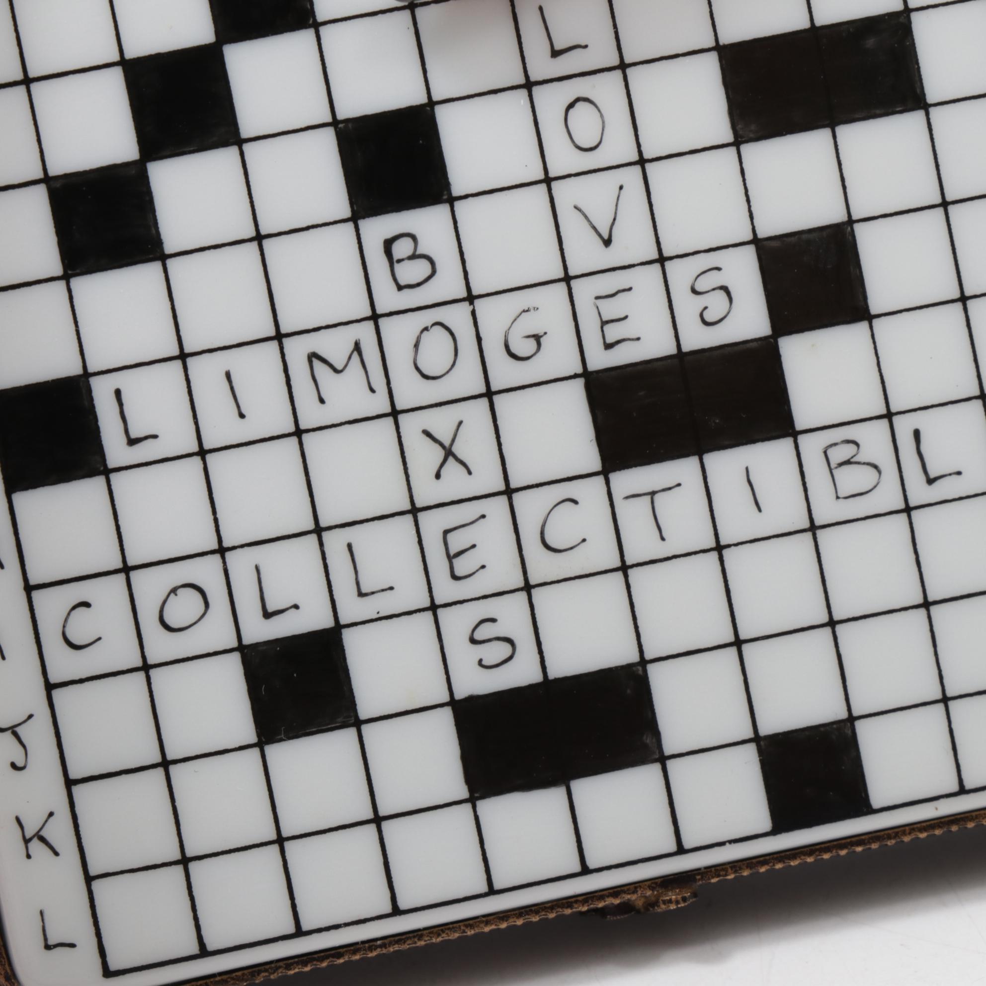 JP. Limoges Crossword Puzzle Porcelain Trinket Box