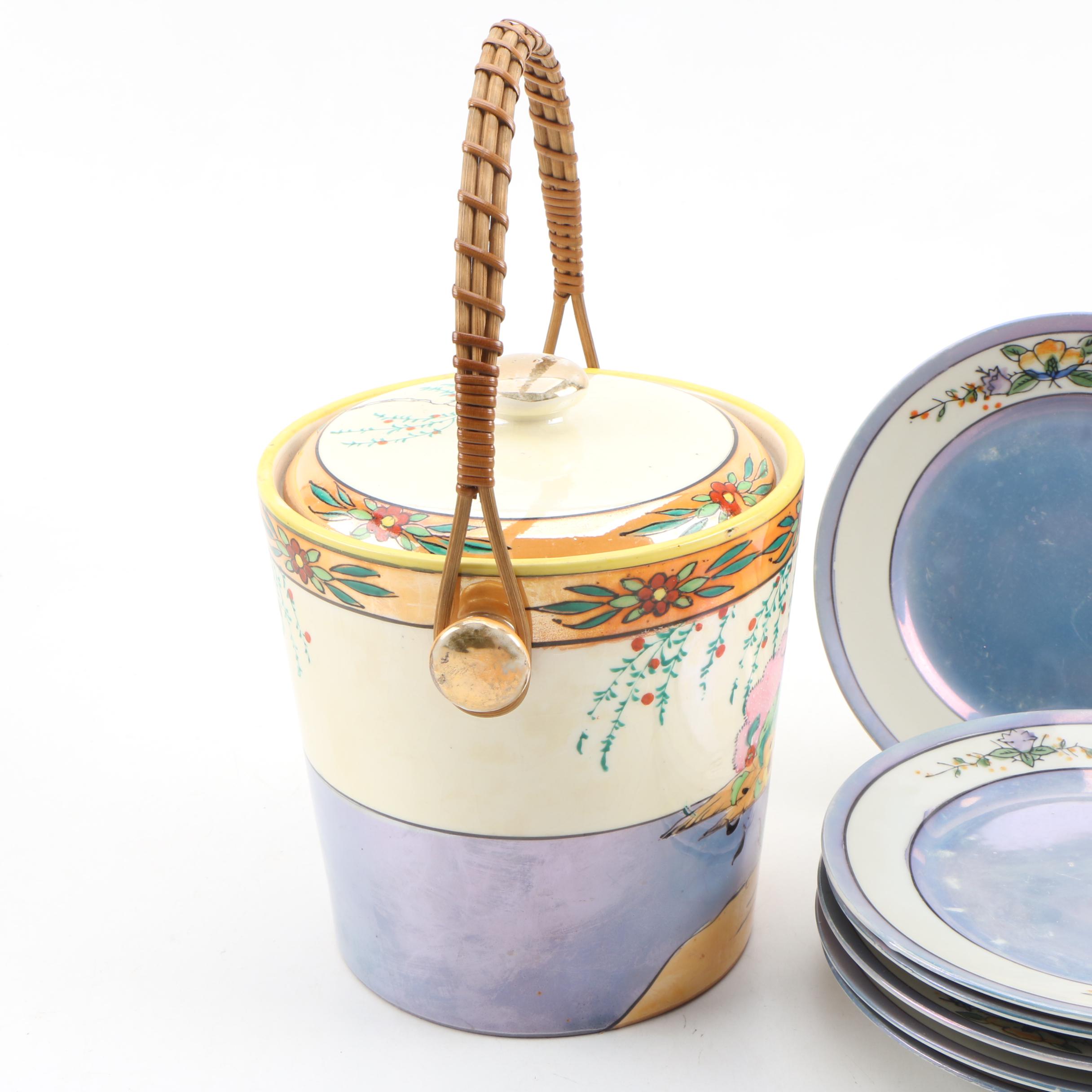 Japanese Porcelain Ice Bucket and Plates