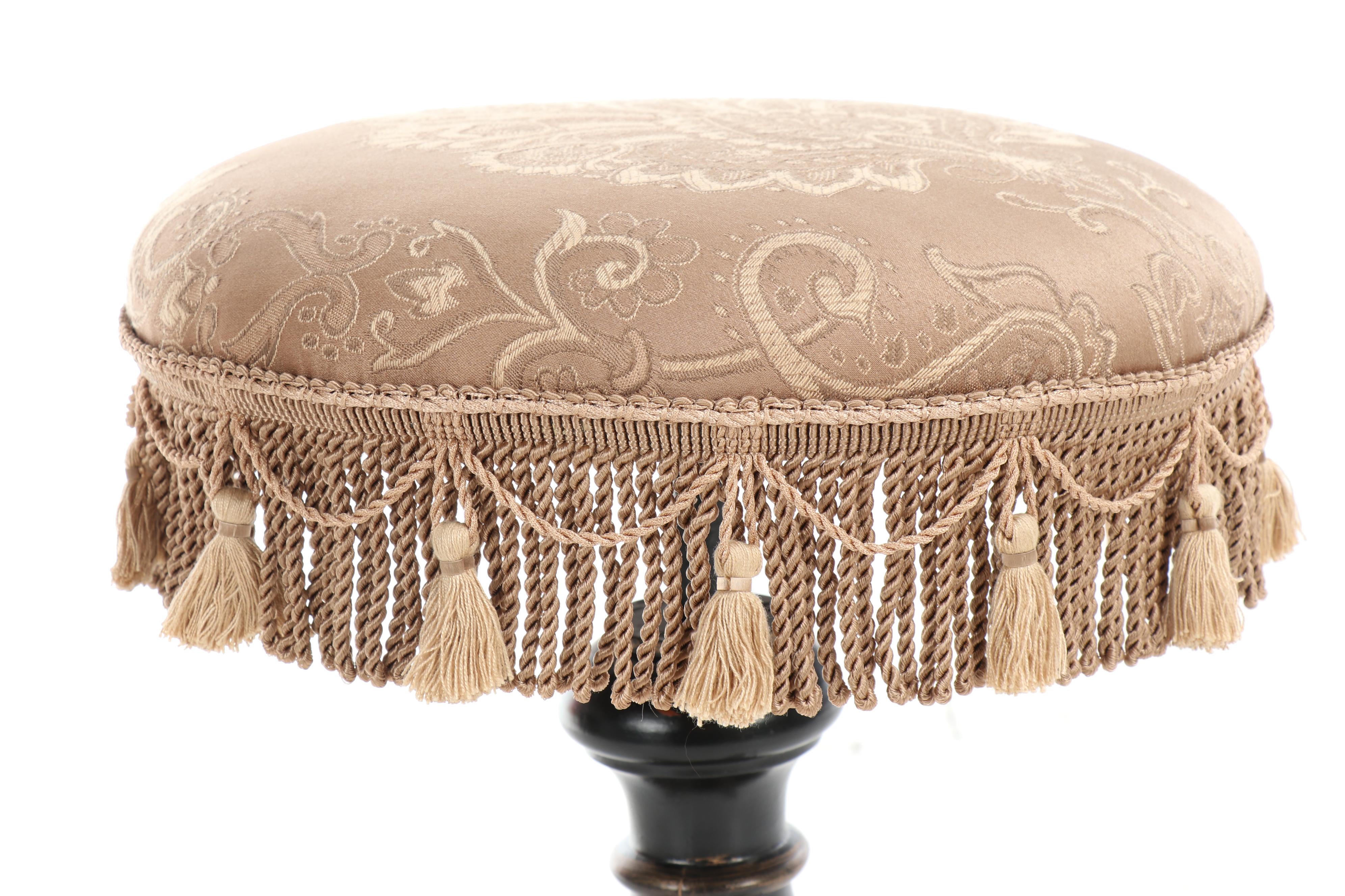 Late Victorian Ebonized Wood and Cast Iron Piano Stool, Late 19th Century