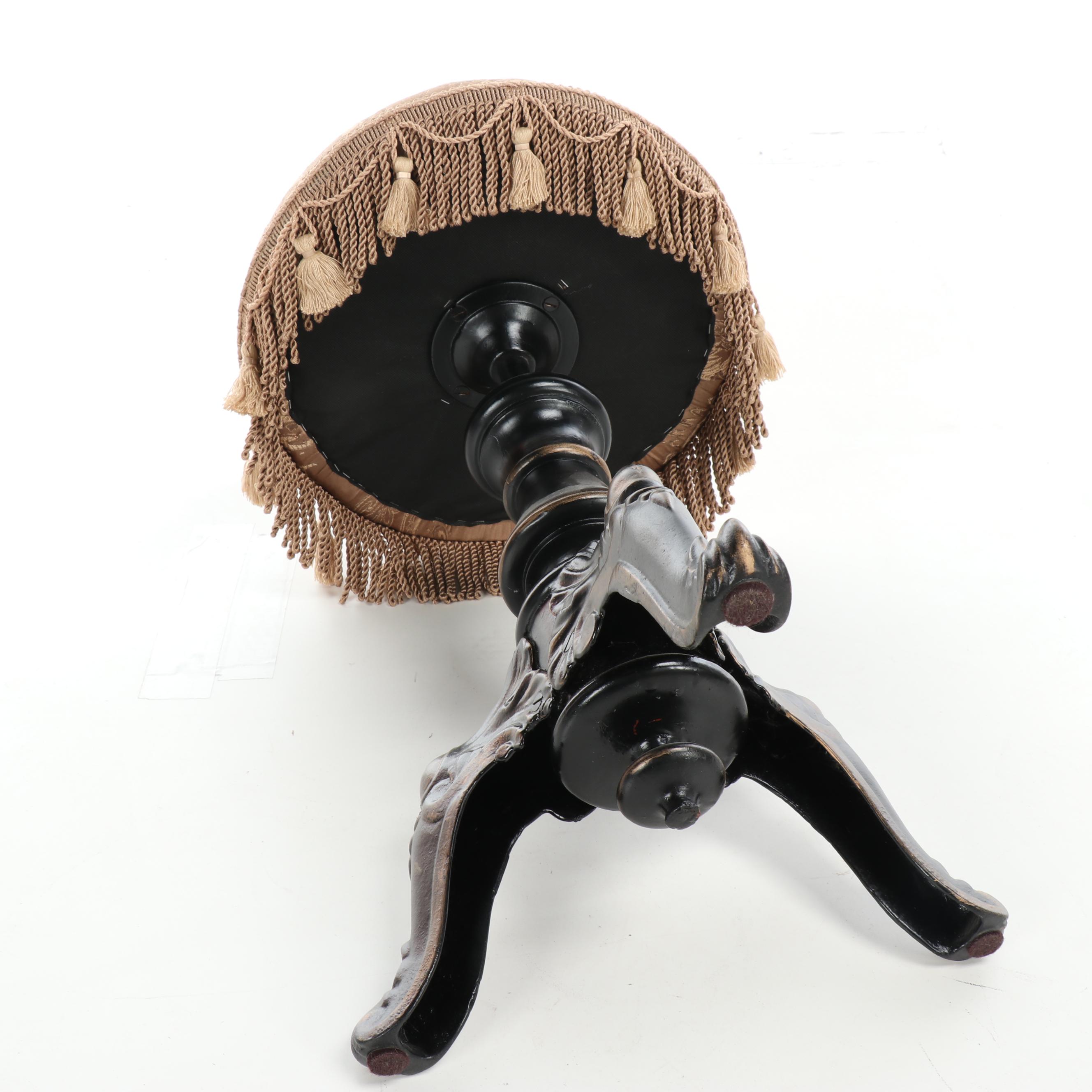 Late Victorian Ebonized Wood and Cast Iron Piano Stool, Late 19th Century