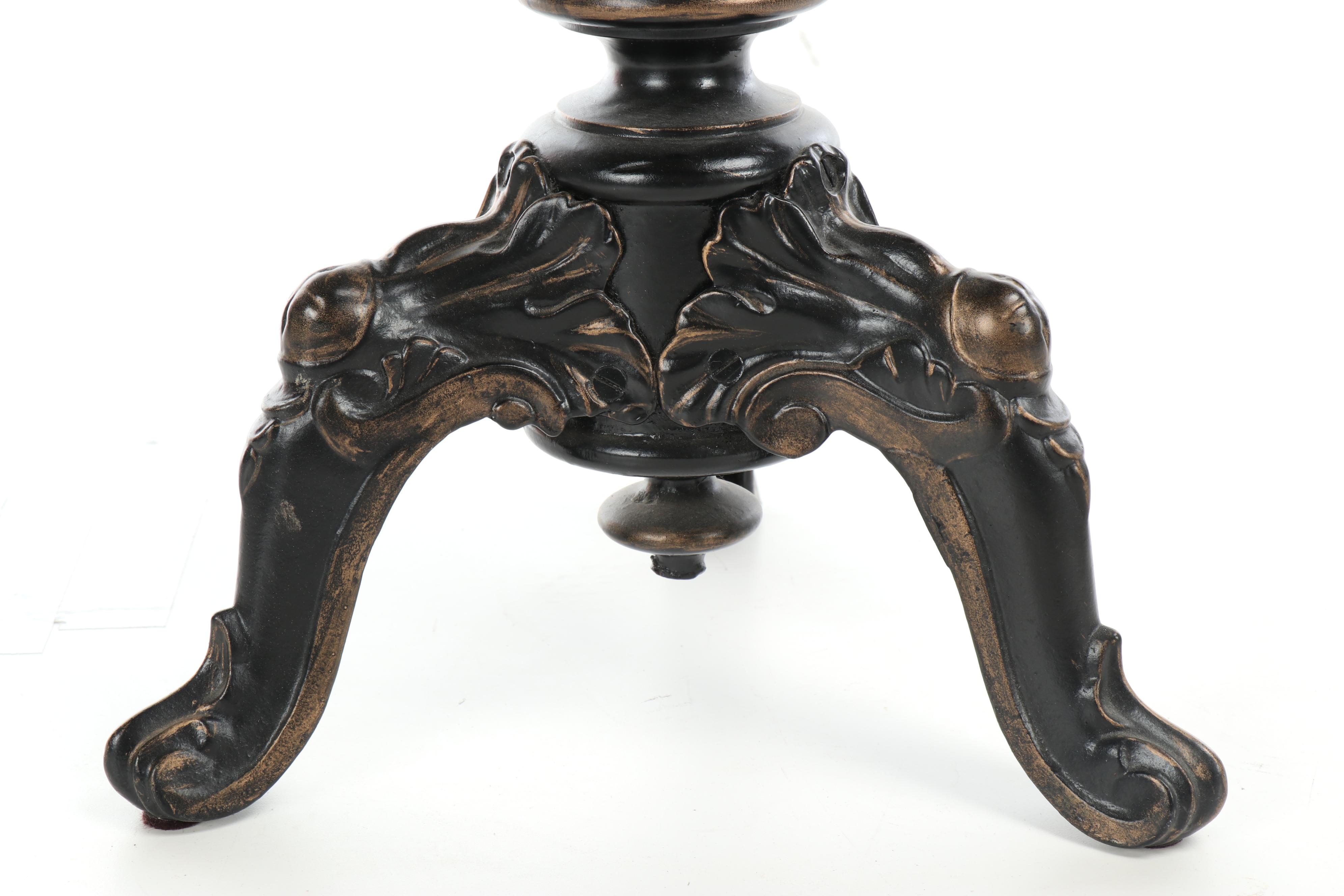 Late Victorian Ebonized Wood and Cast Iron Piano Stool, Late 19th Century